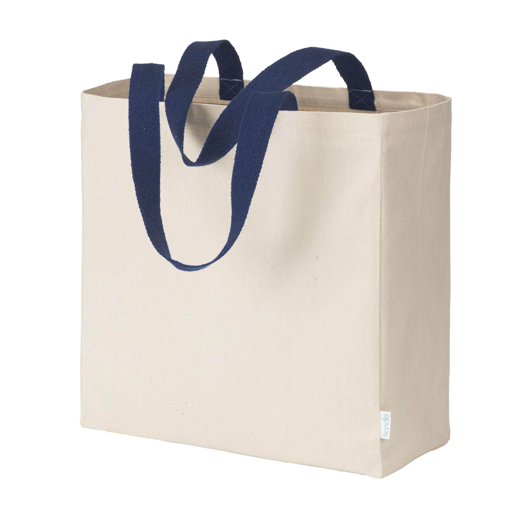 Immagine Maxi borsa shopper in cotone riciclato da 280 g/m2 naturale con manici colorati