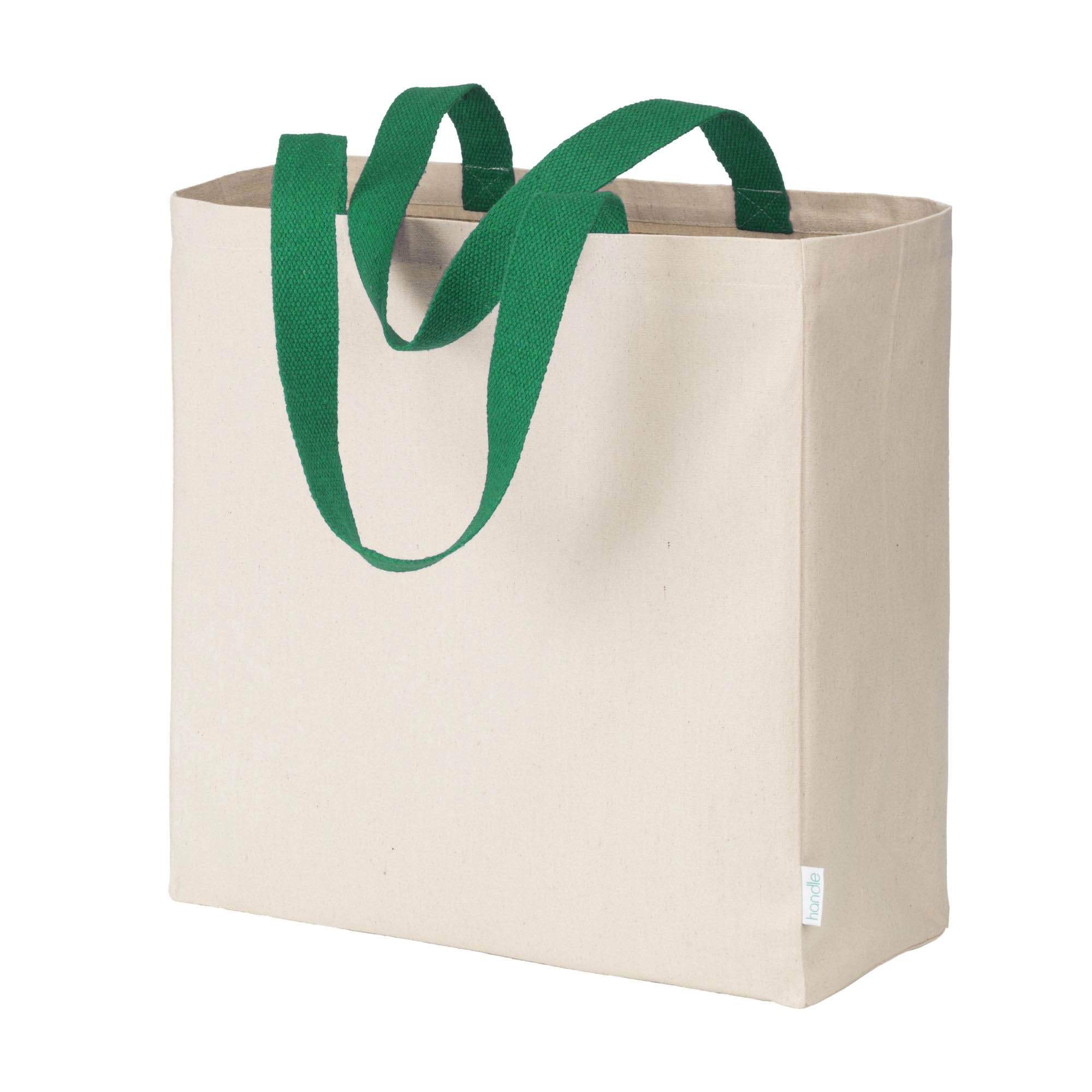 Immagine Maxi borsa shopper in cotone riciclato da 280 g/m2 naturale con manici colorati