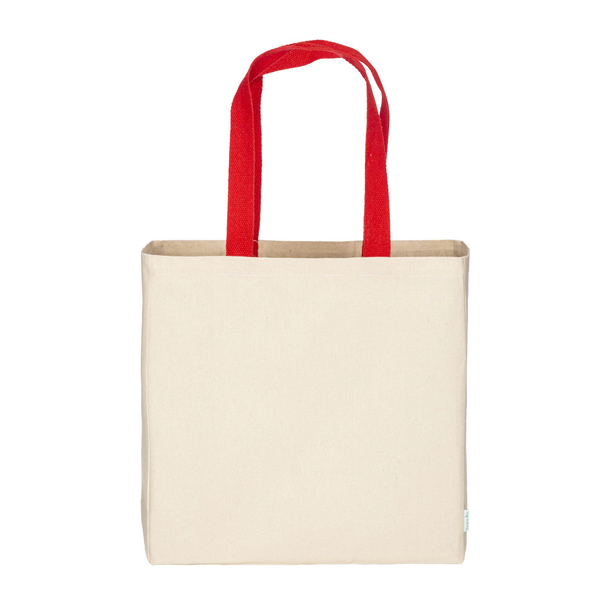 Immagine Maxi borsa shopper in cotone riciclato da 280 g/m2 naturale con manici colorati