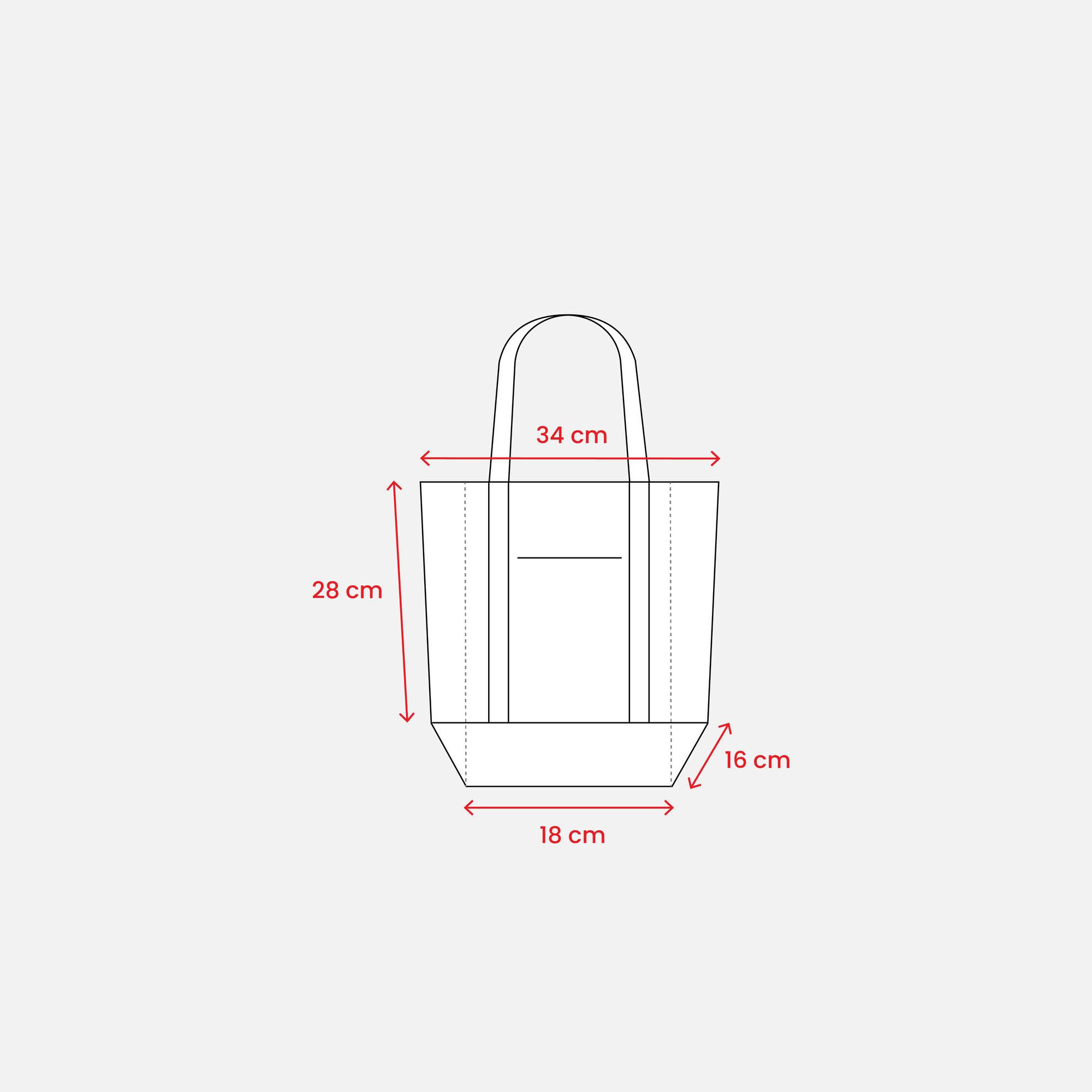 Immagine Mini borsa shopper in cotone riciclato da 340 g/m2 con manici e base colorati. GRS