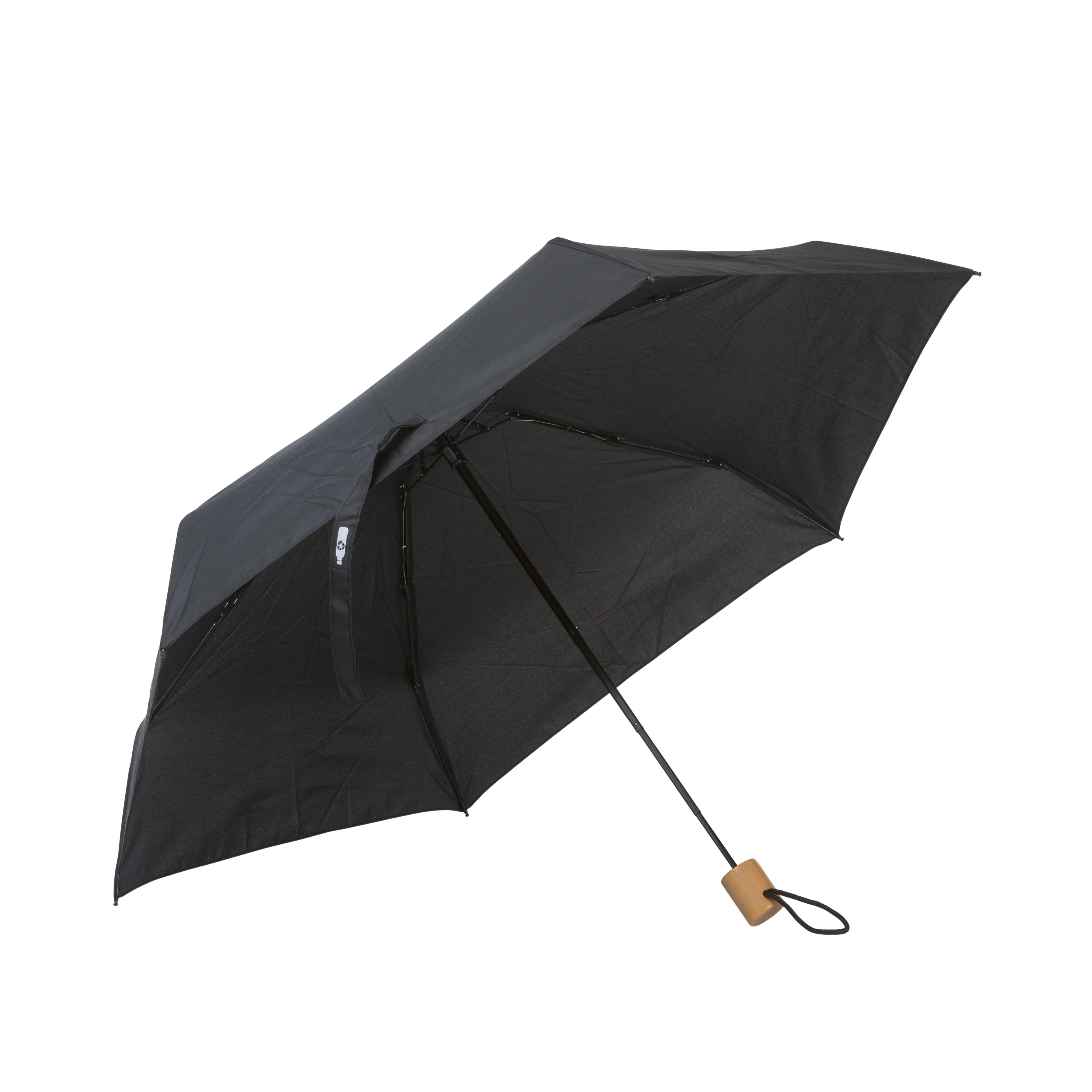 Immagine Mini ombrello manuale in R-PET con manico di legno
