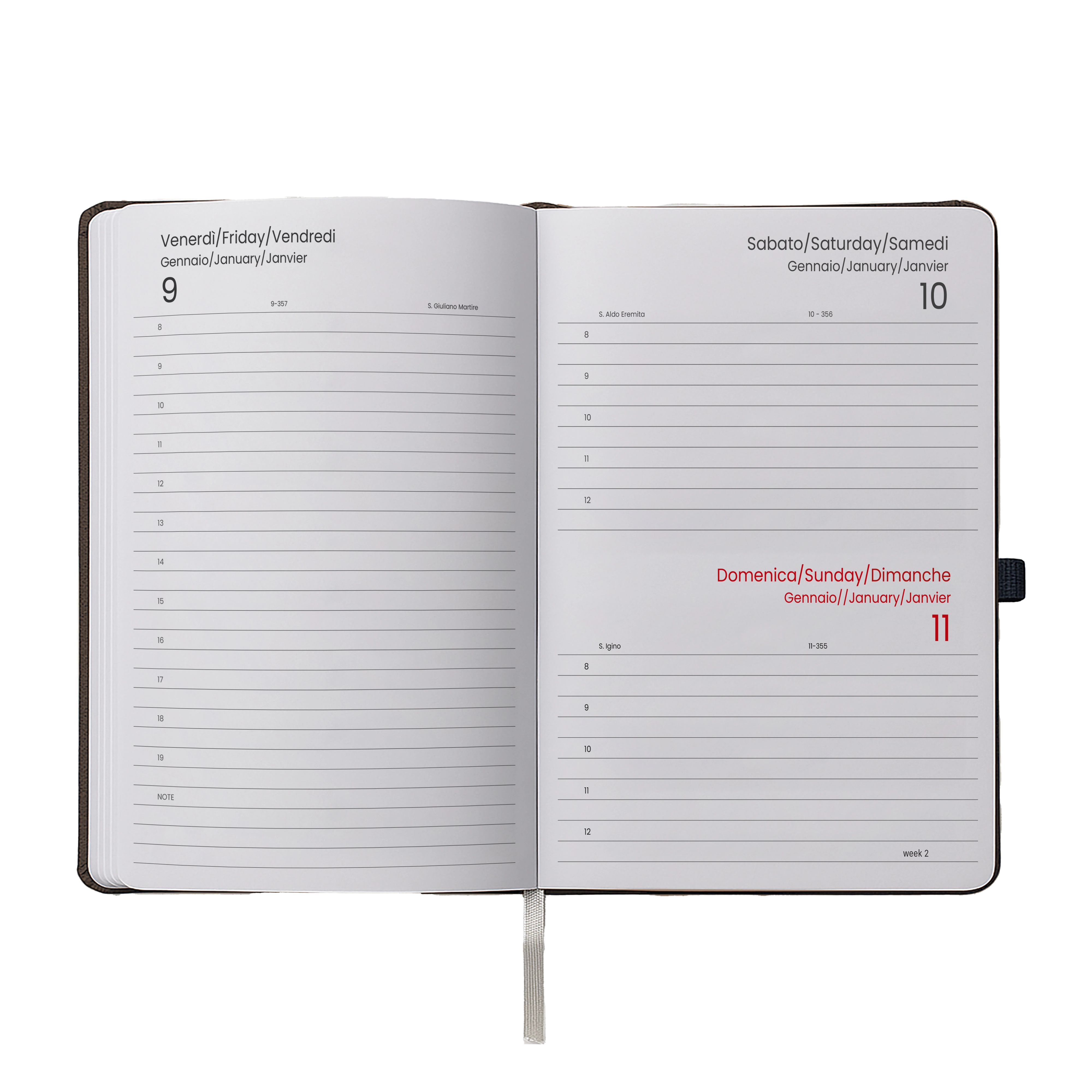 Immagine Agenda giornaliera 2027, copertina rigida in PU termovirante con impuntura perimetrale