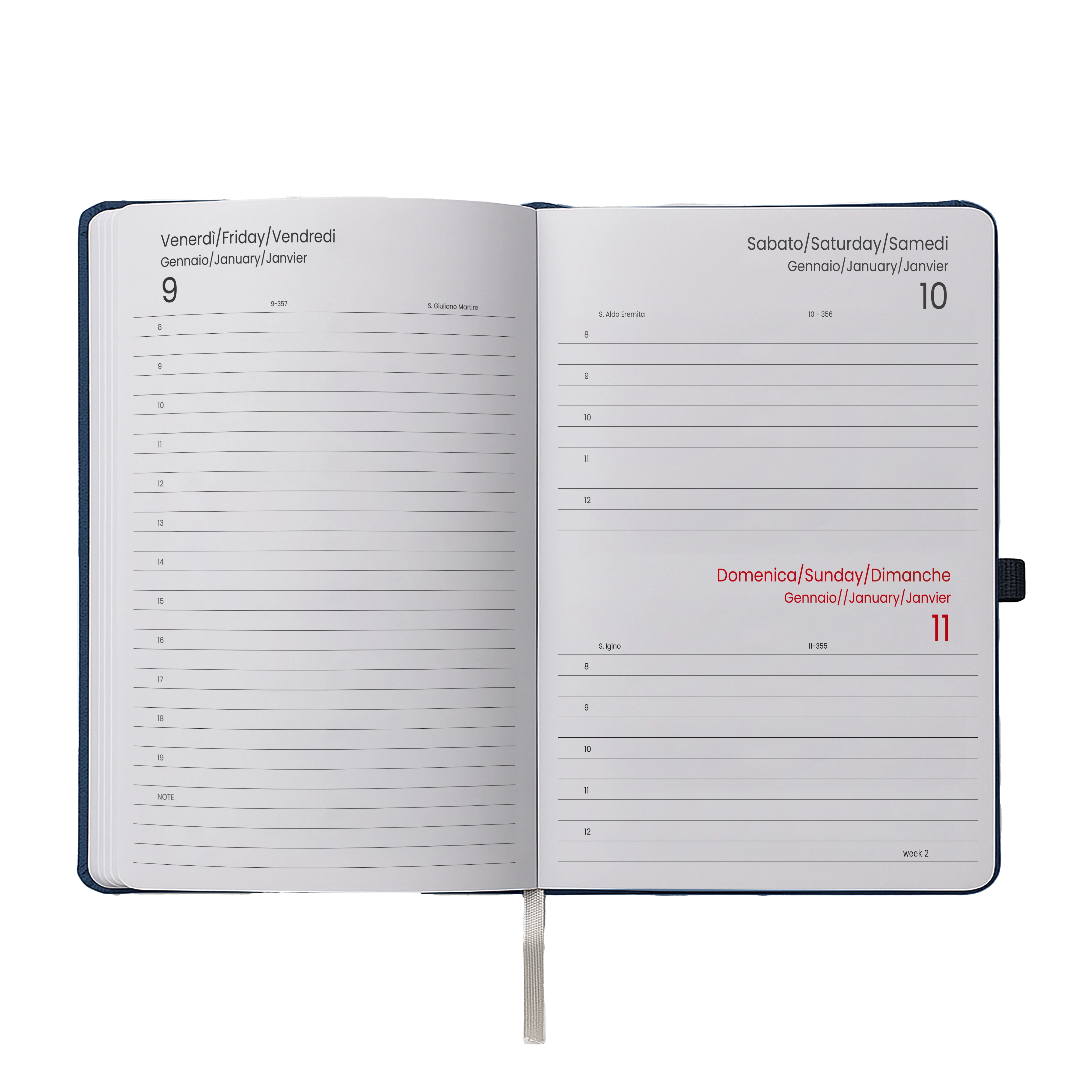 Immagine Agenda giornaliera 2027, copertina rigida in PU termovirante con impuntura perimetrale