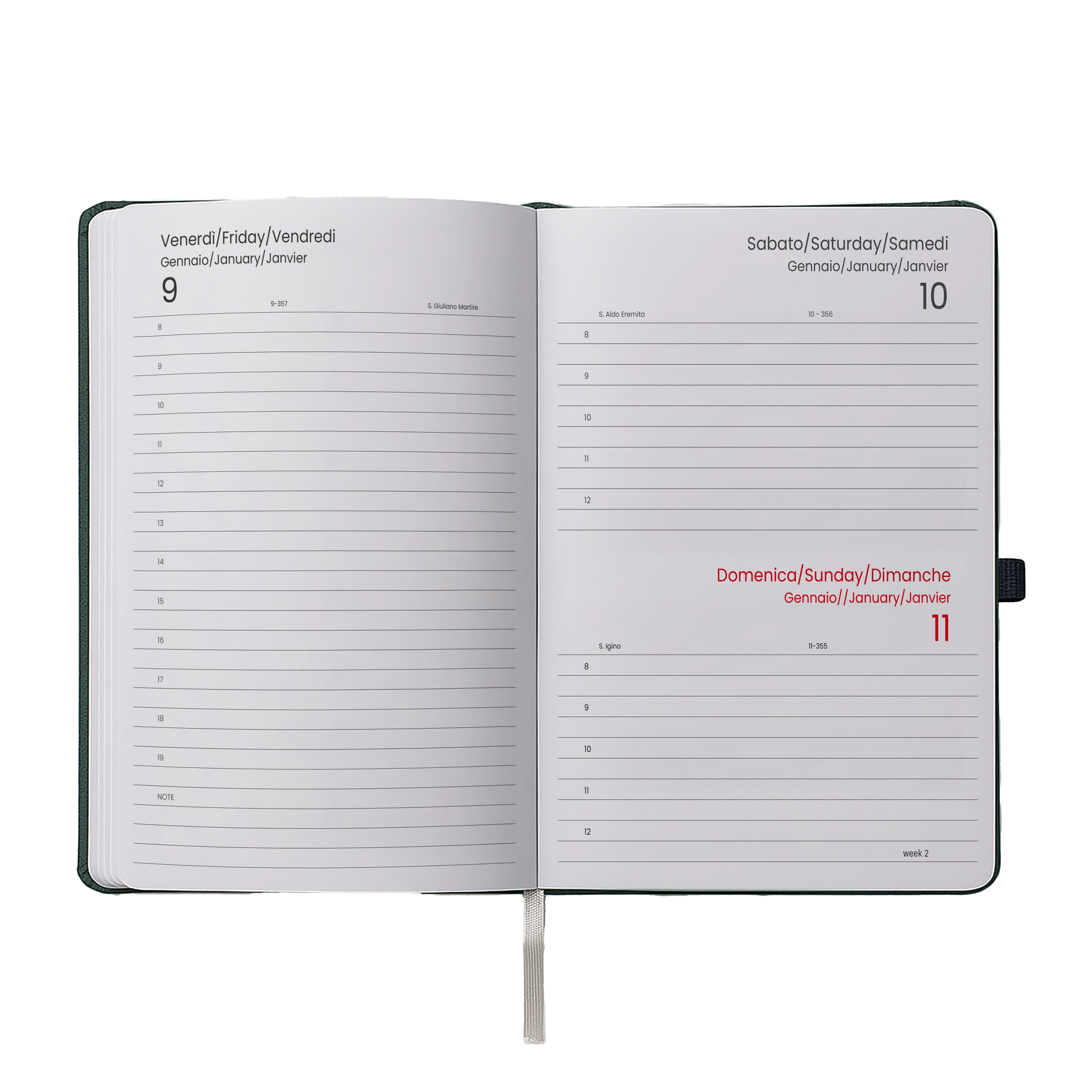 Immagine Agenda giornaliera 2027, copertina rigida in PU termovirante con impuntura perimetrale