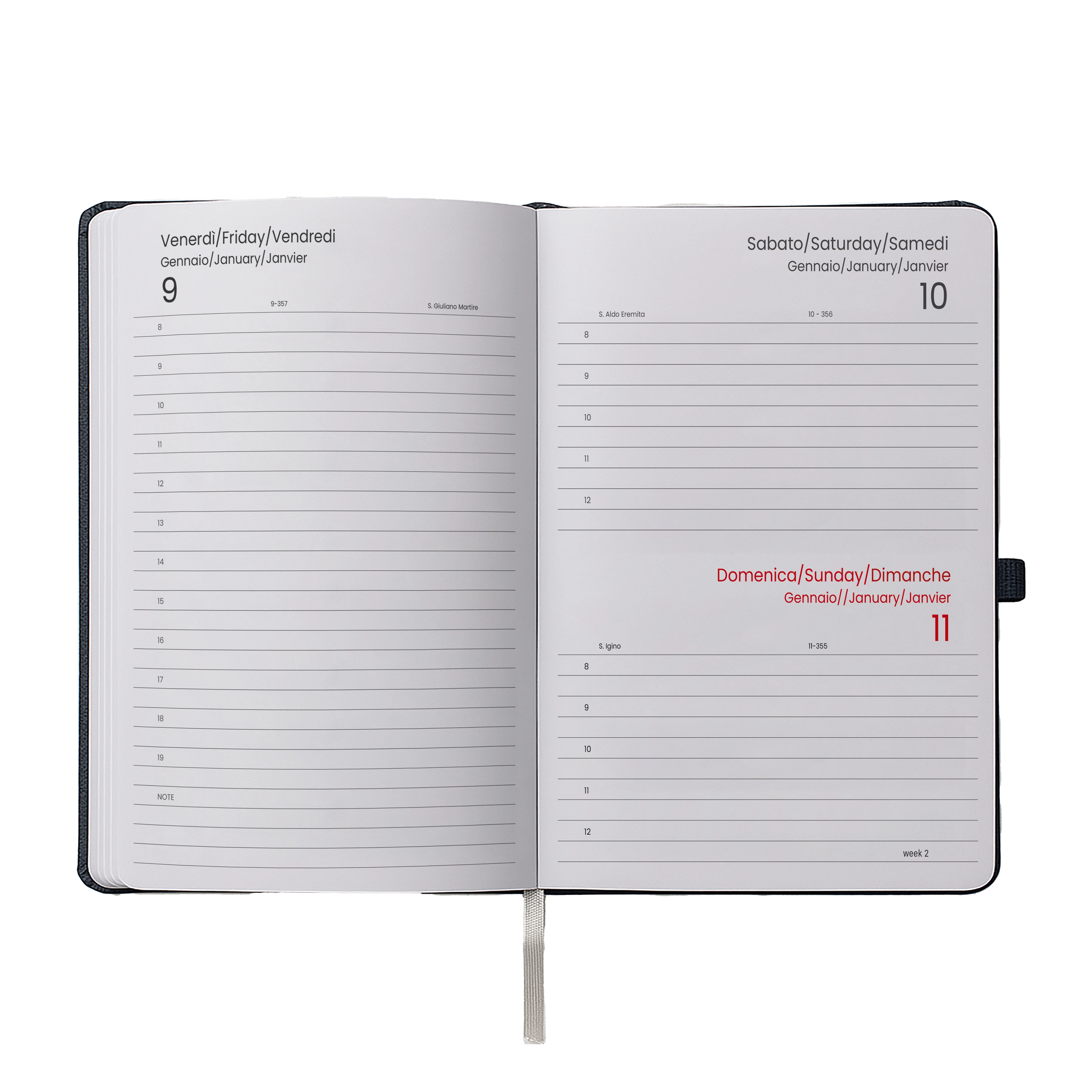 Immagine Agenda giornaliera 2027, copertina rigida in PU termovirante con impuntura perimetrale
