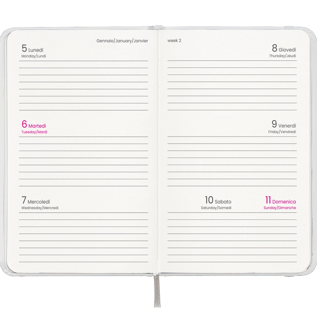 Immagine Agenda tascabile settimanale 2027, copertina rigida in cartoncino laminato