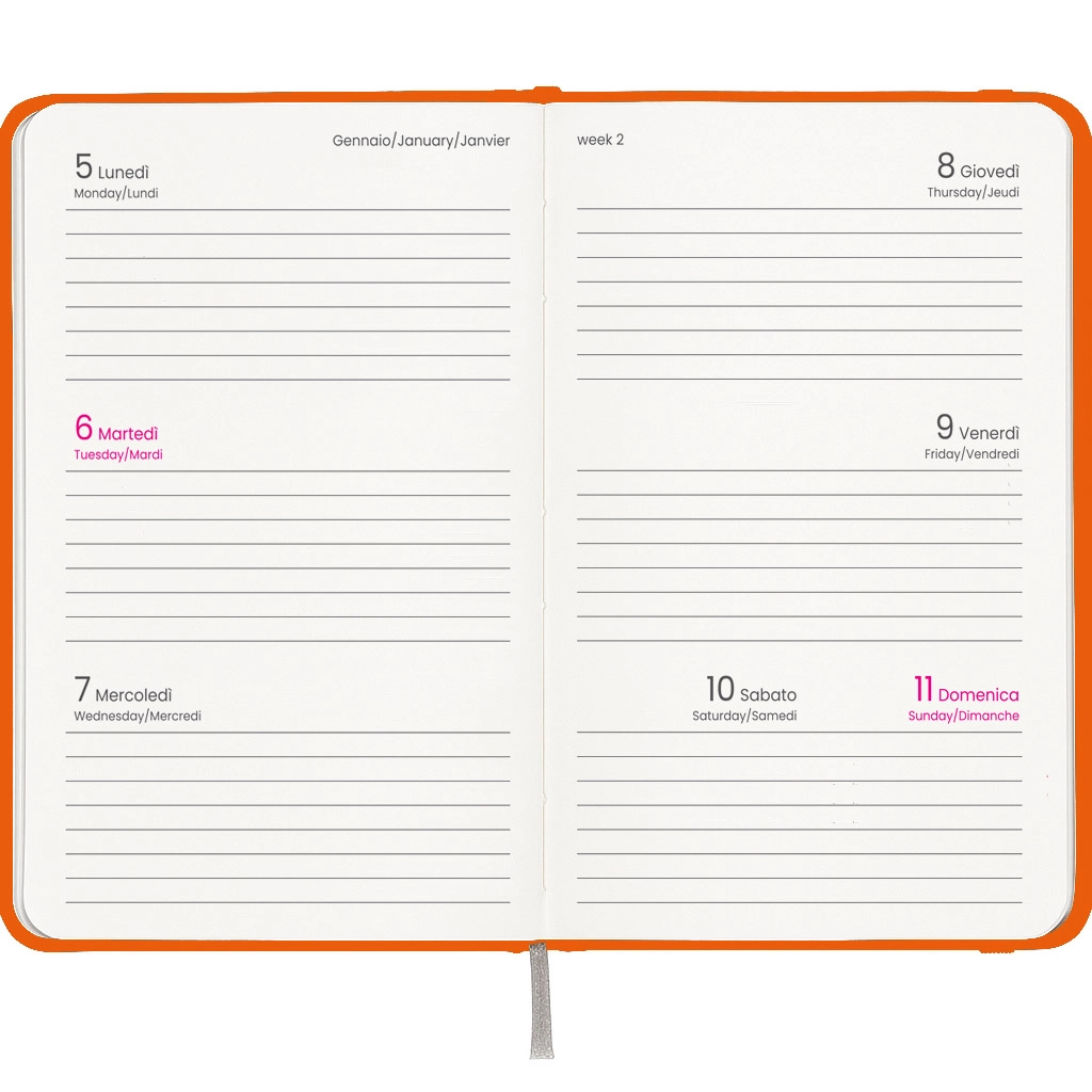 Immagine Agenda tascabile settimanale 2027, copertina rigida in cartoncino laminato
