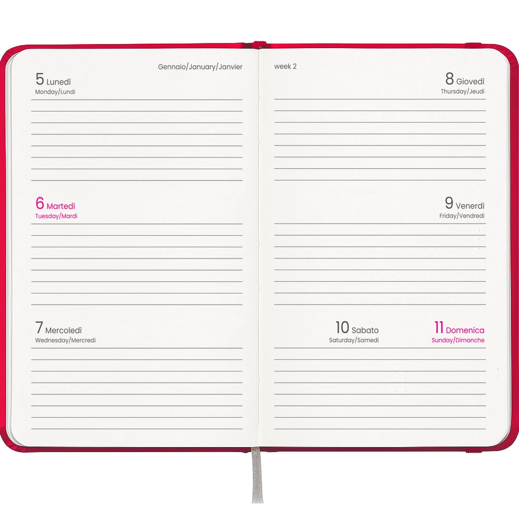 Immagine Agenda tascabile settimanale 2027, copertina rigida in cartoncino laminato