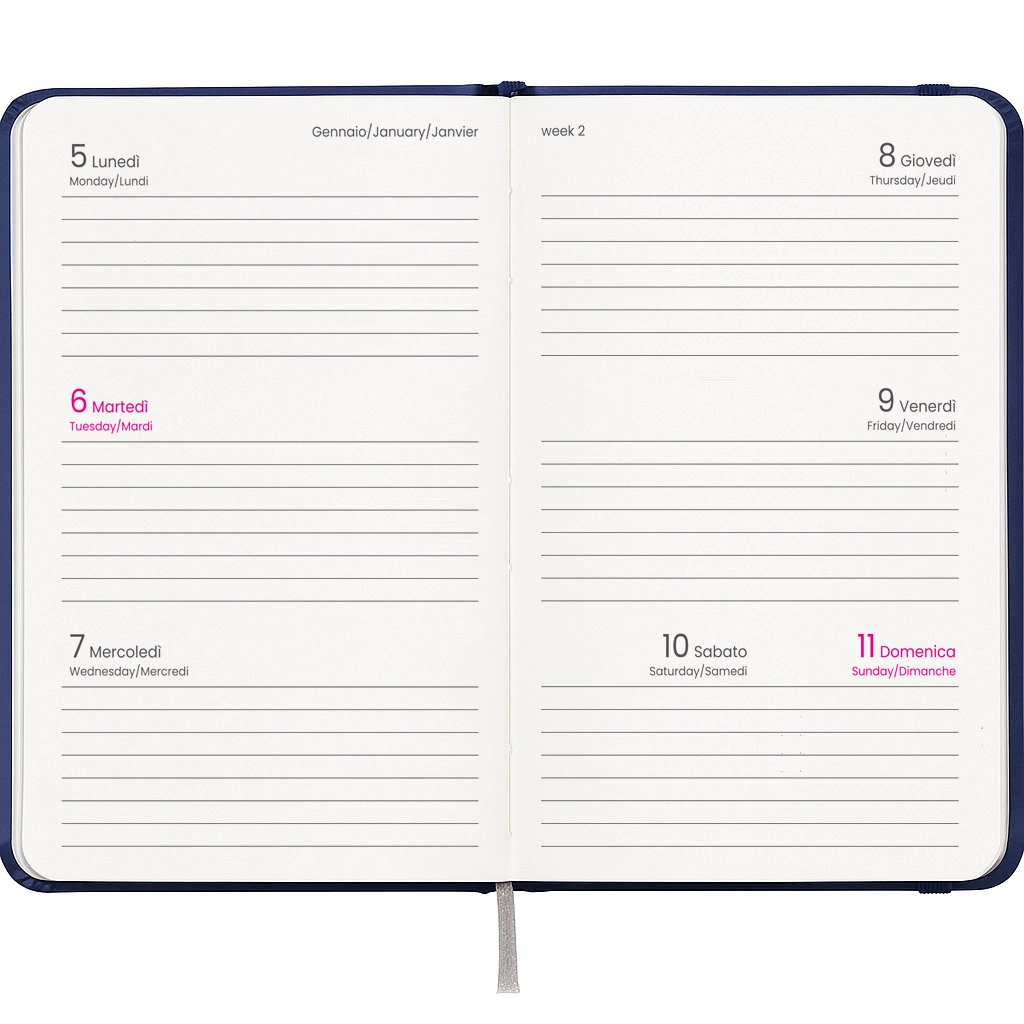 Immagine Agenda tascabile settimanale 2027, copertina rigida in cartoncino laminato