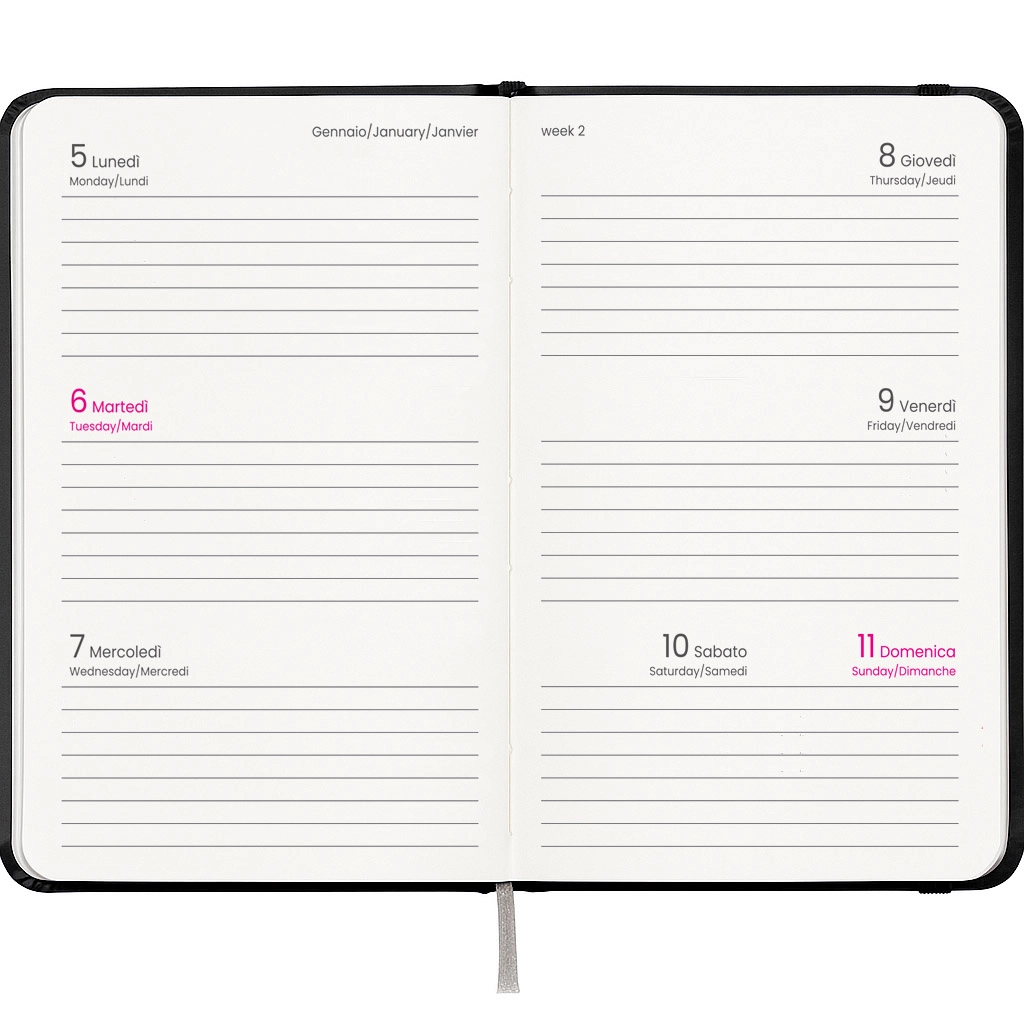 Immagine Agenda tascabile settimanale 2027, copertina rigida in cartoncino laminato