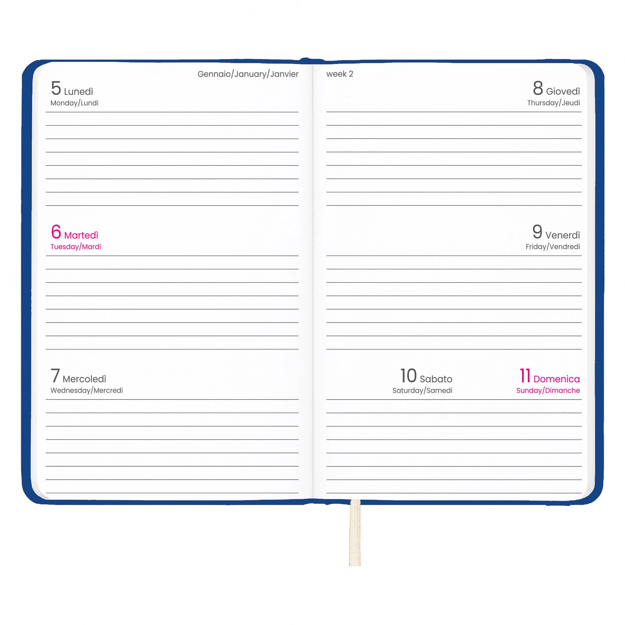 Immagine Agenda tascabile settimanale 2027 con copertina rigida in PU