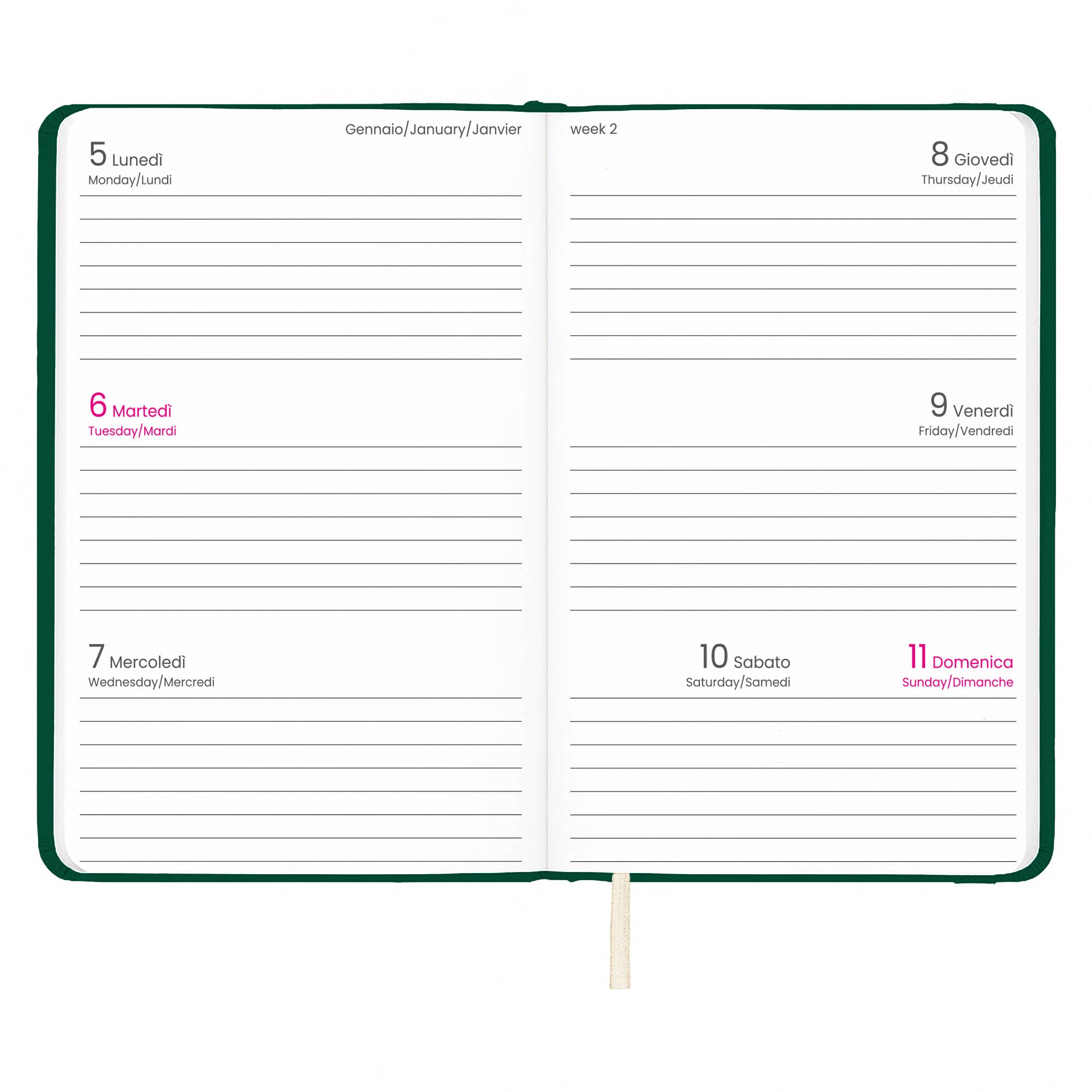 Immagine Agenda tascabile settimanale 2027 con copertina rigida in PU