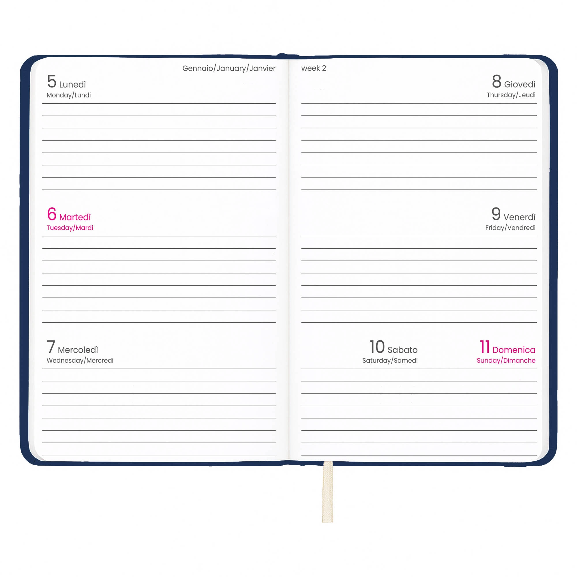 Immagine Agenda tascabile settimanale 2027 con copertina rigida in PU