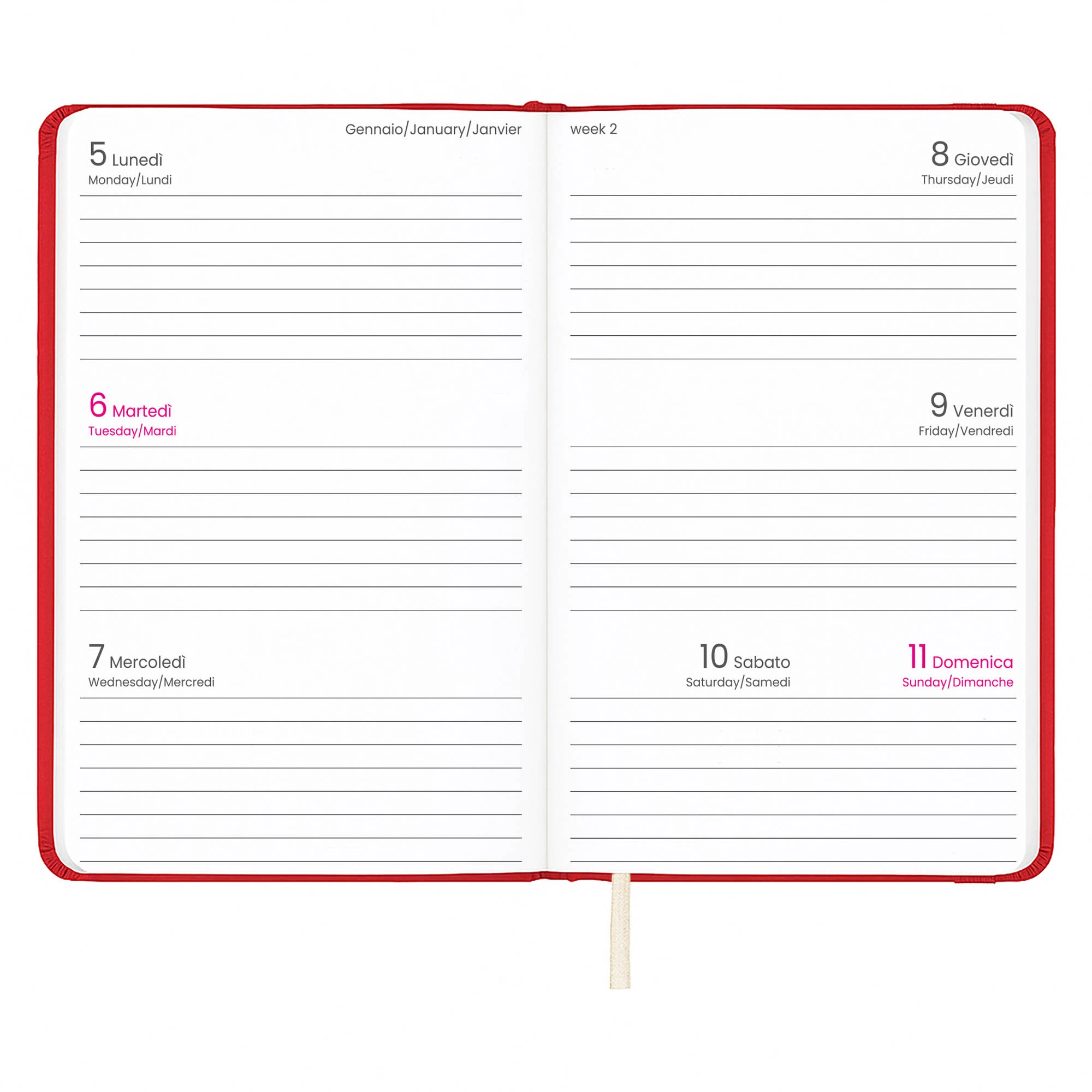 Immagine Agenda tascabile settimanale 2027 con copertina rigida in PU