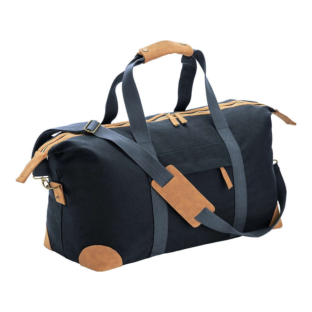 Immagine Borsa duffle in canvas riciclato. Tracolla regolabile e removibile con fibbie in metallo
