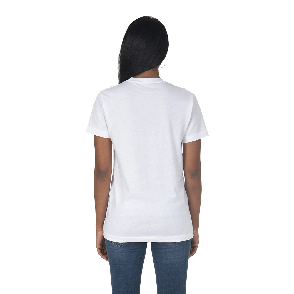 Immagine T-shirt unisex bianca in cotone e poliestere rigenerati da 145 g/m2