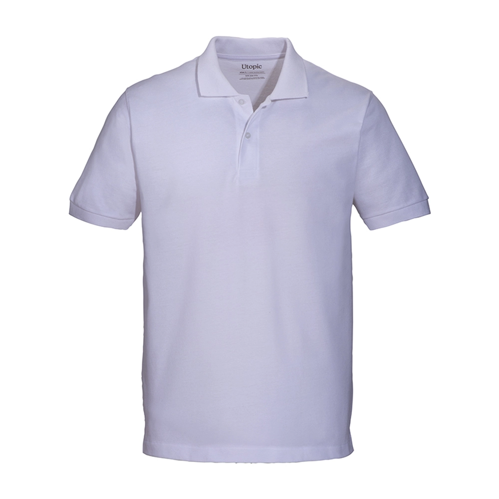 Immagine Polo unisex bianca in cotone e poliestere rigenerati da 200 g/m2