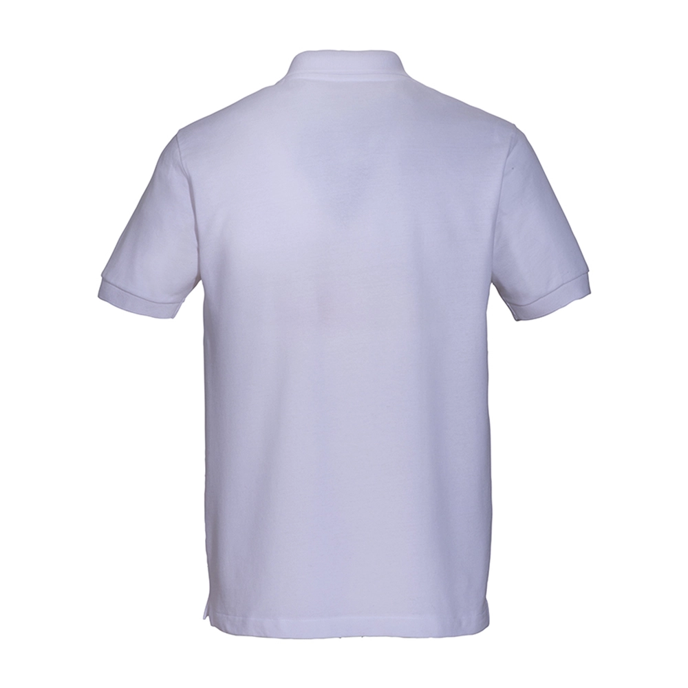 Immagine Polo unisex bianca in cotone e poliestere rigenerati da 200 g/m2
