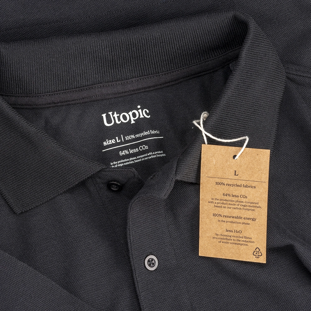 Immagine Polo unisex in cotone e poliestere rigenerati da 200 g/m2