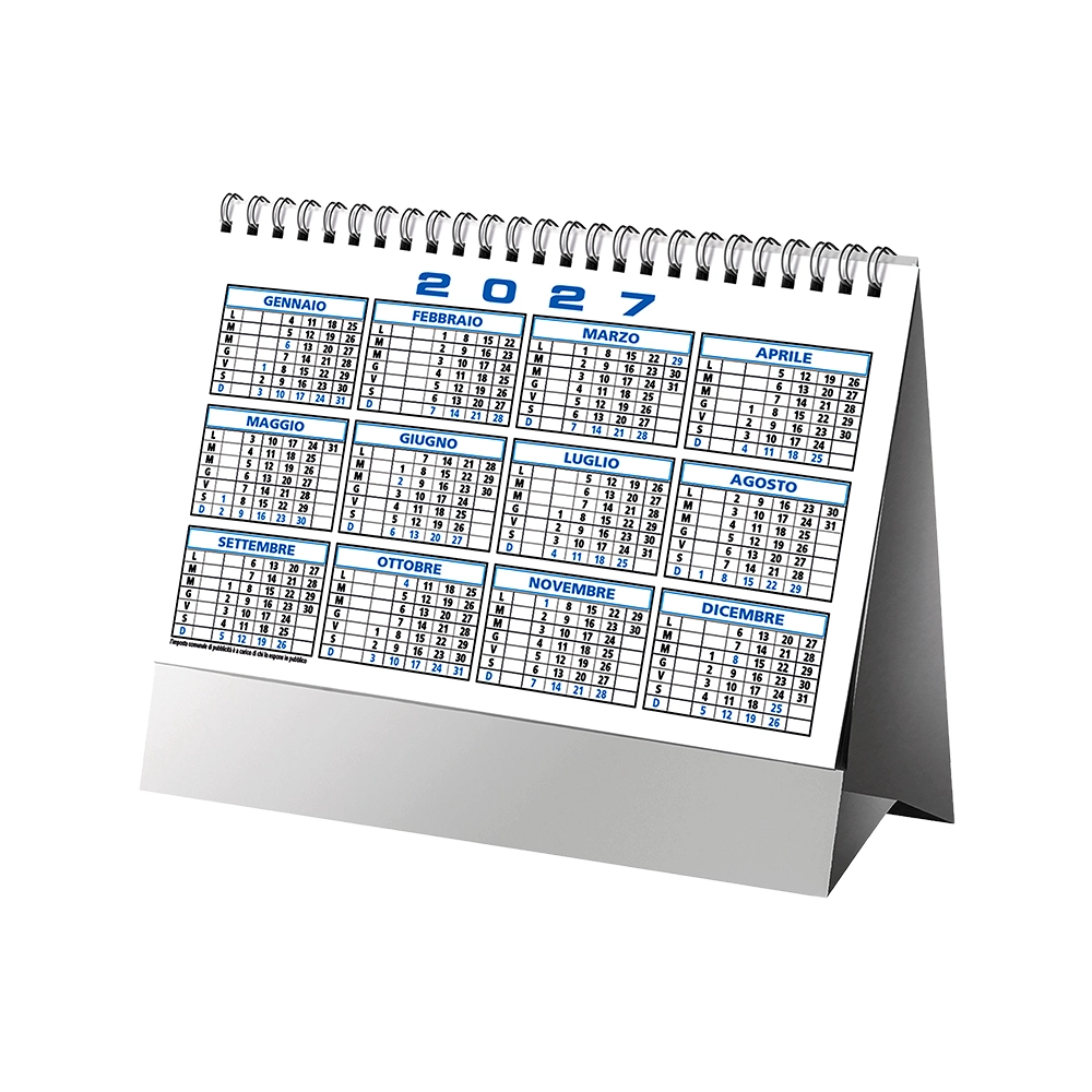 Immagine Calendario 2027 da tavolo mensile bicolore, 13 fogli su carta patinata opaca
