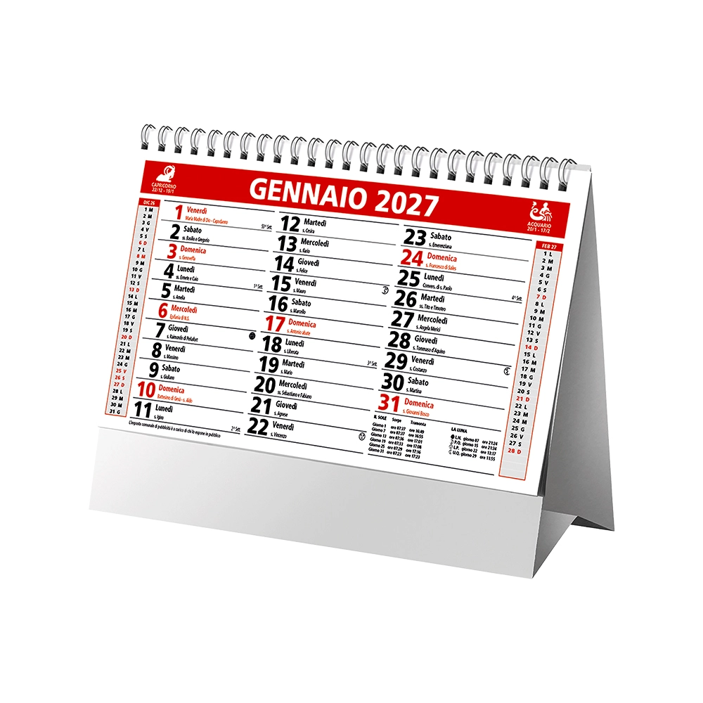 Immagine Calendario 2027 da tavolo mensile bicolore, 13 fogli su carta patinata opaca