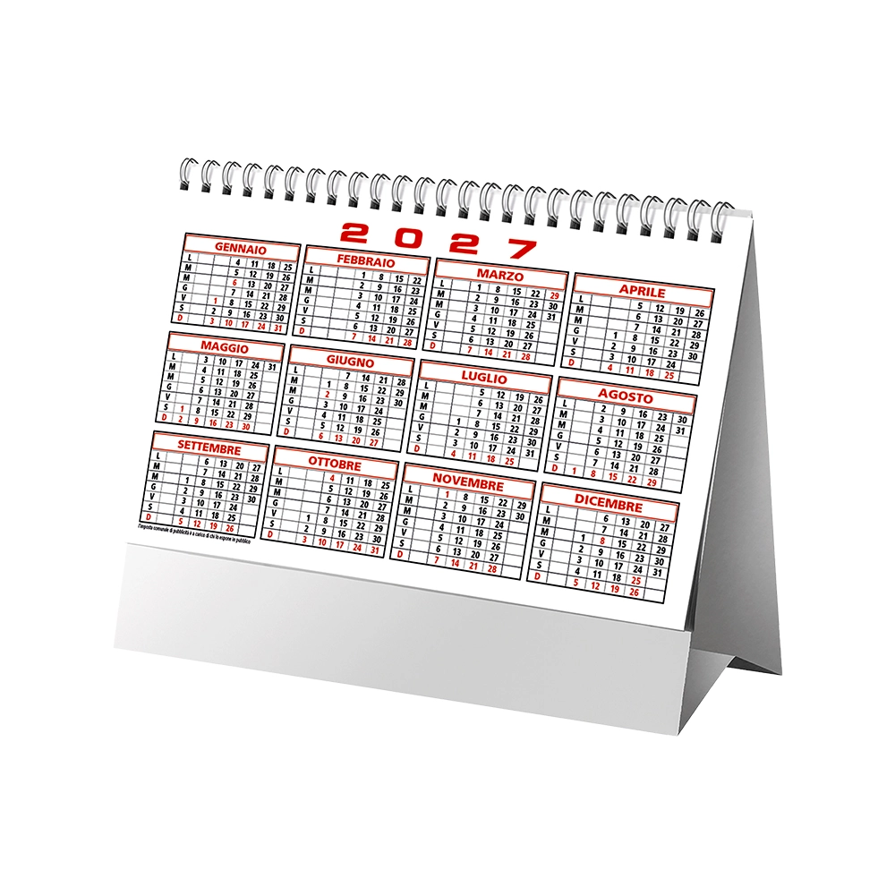 Immagine Calendario 2027 da tavolo mensile bicolore, 13 fogli su carta patinata opaca