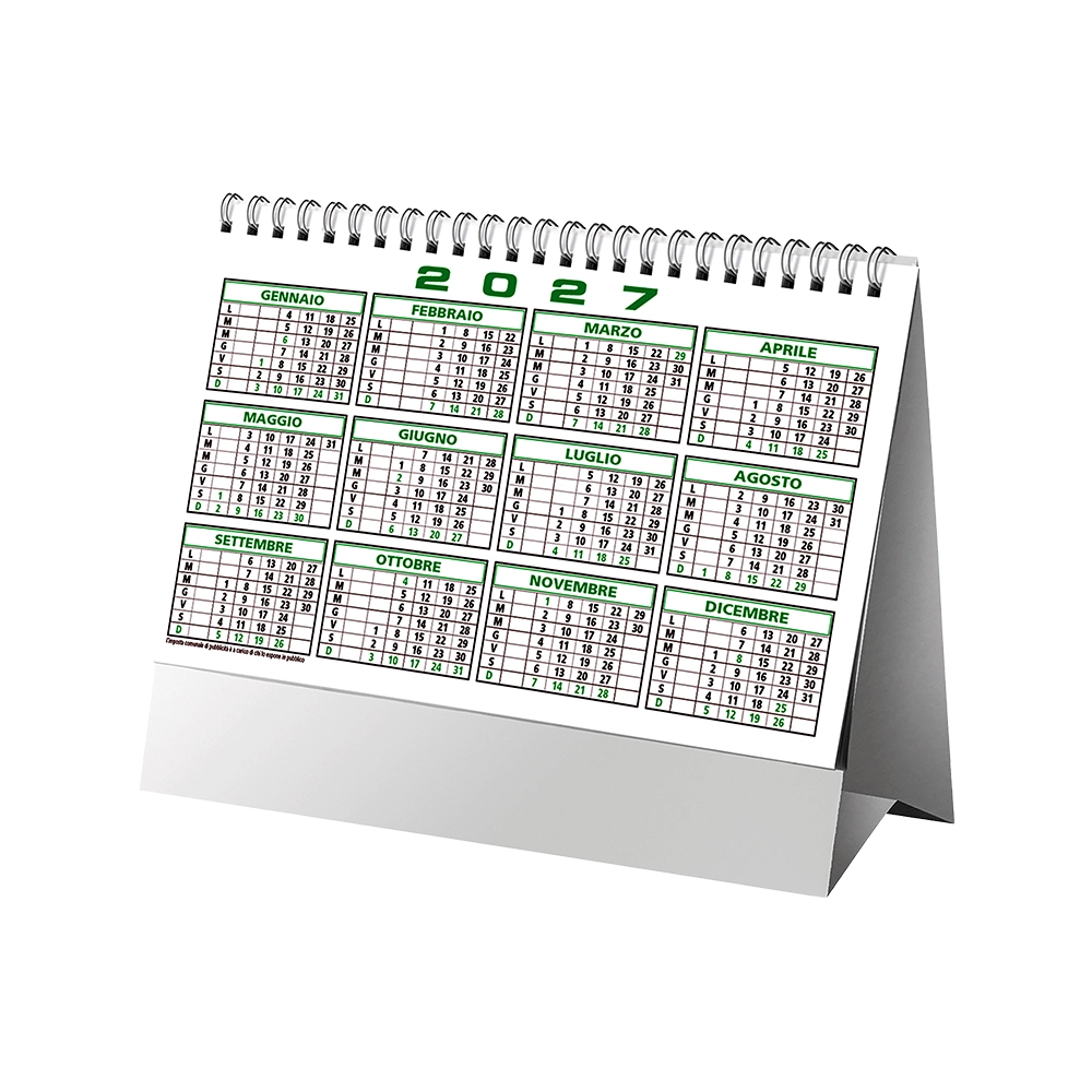 Immagine Calendario 2027 da tavolo mensile bicolore, 13 fogli su carta patinata opaca