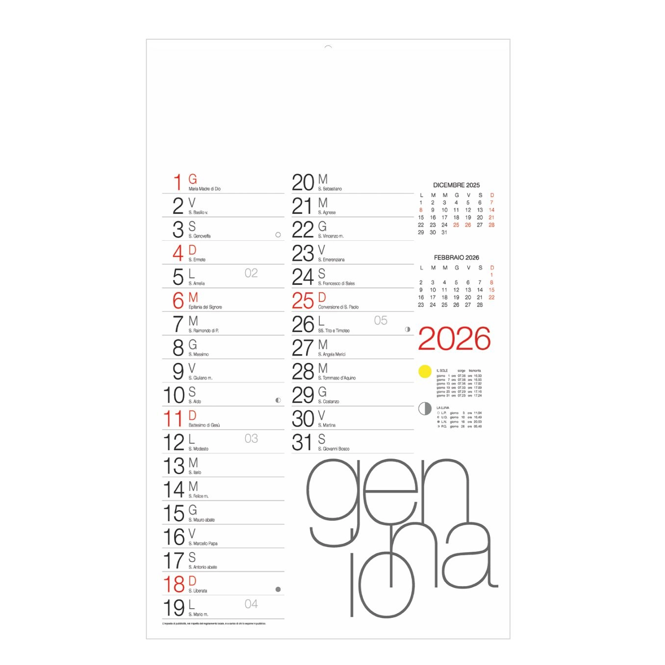 Immagine B067 - Calendario Olandese Design