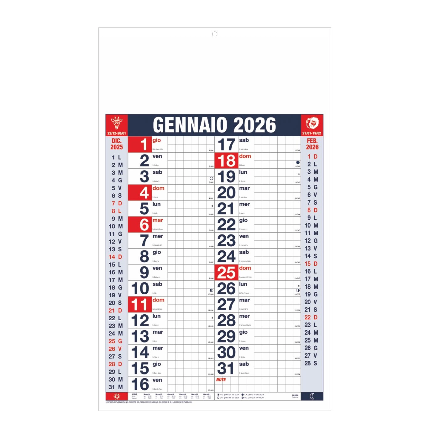 Immagine B063 - CALENDARIO OLANDESE QUADRETTATO