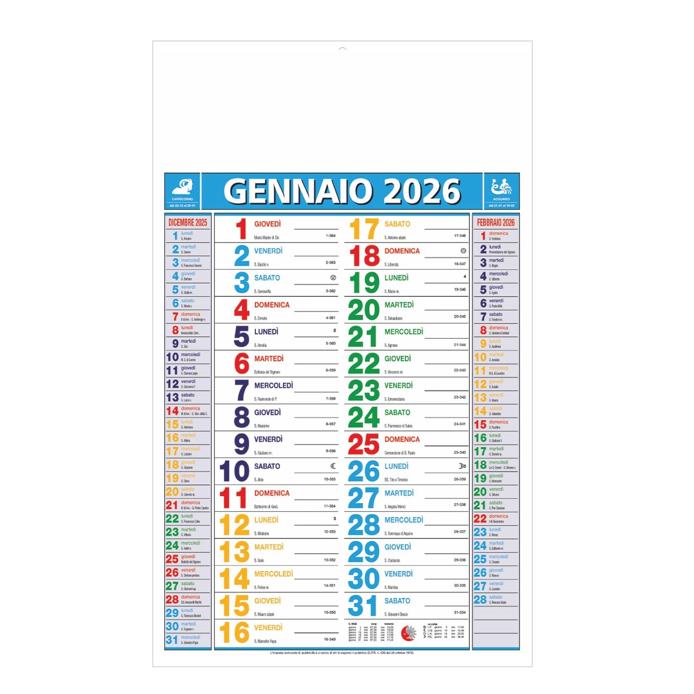 Immagine B058 - CALENDARIO OLANDESE MULTICOLOR
