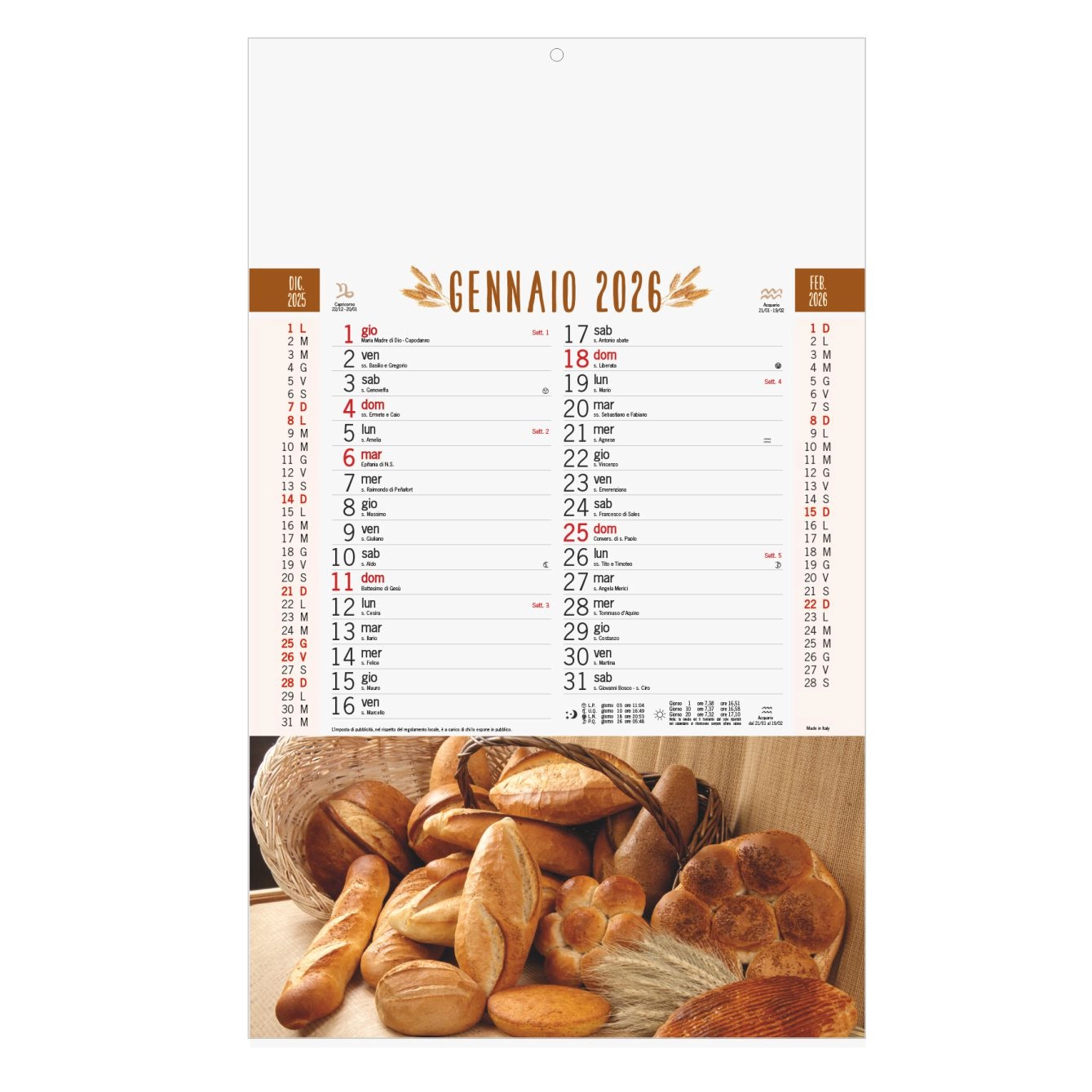 Immagine B026 - CALENDARIO PANE