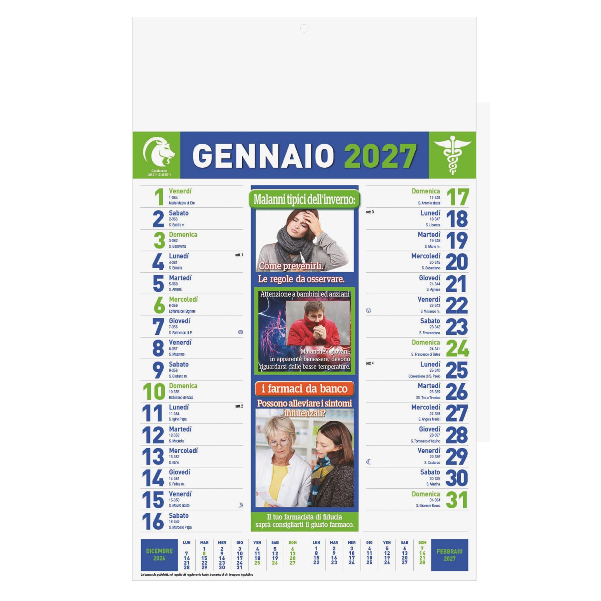 Immagine B011 - CALENDARIO CONSIGLI DEL FARMACISTA