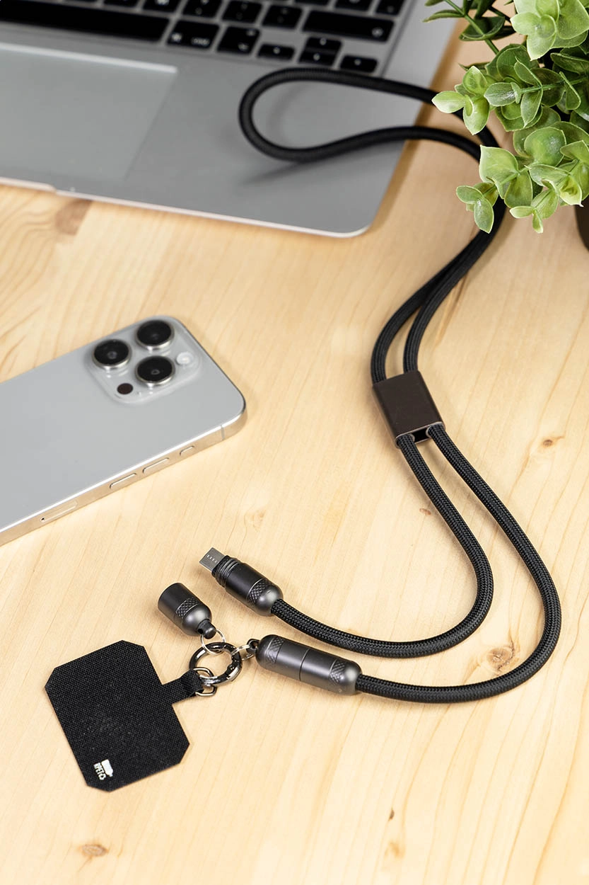 Immagine Fastly Lanyard in RPET con cavo di ricarica da 60W