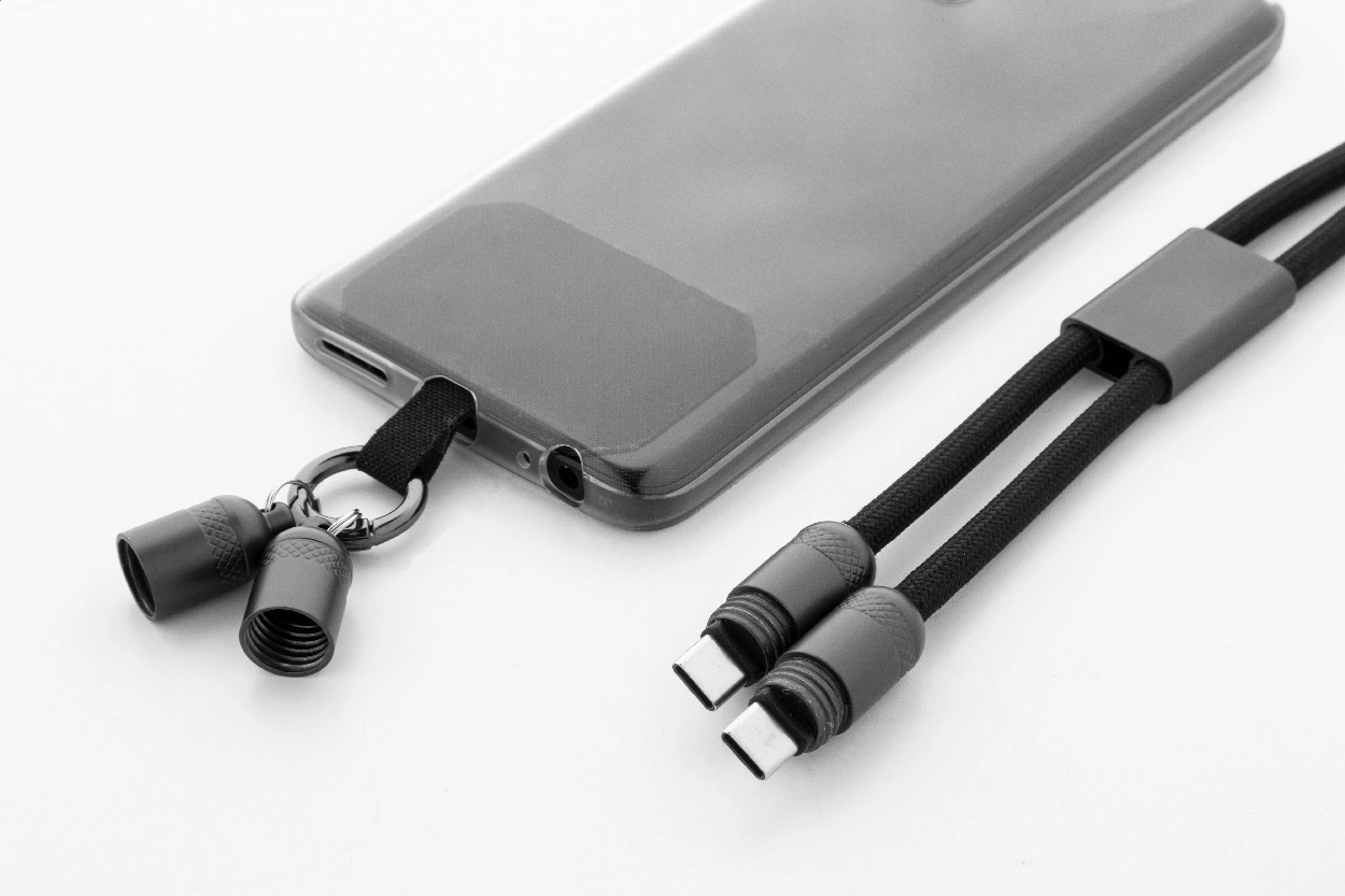 Immagine Fastly Lanyard in RPET con cavo di ricarica da 60W