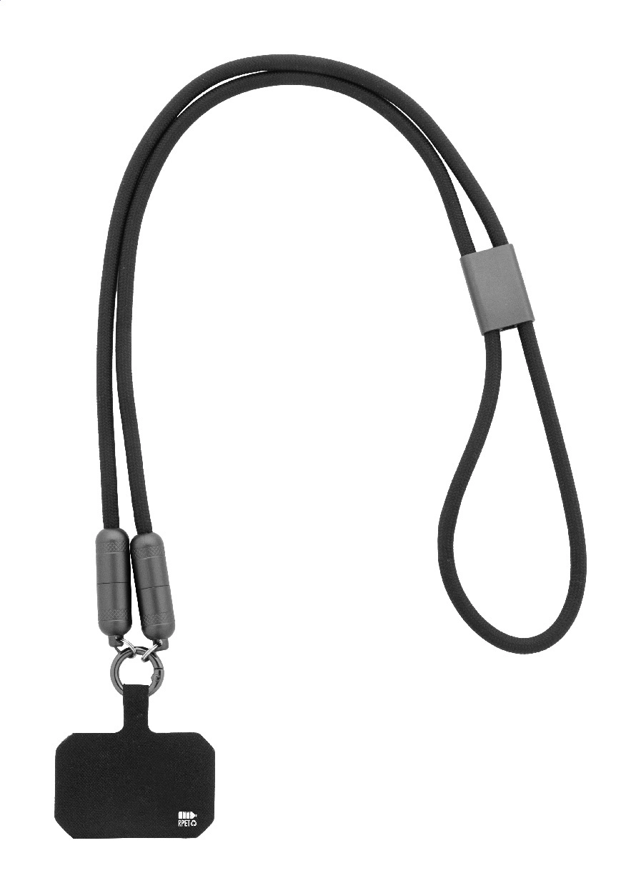 Immagine Fastly Lanyard in RPET con cavo di ricarica da 60W