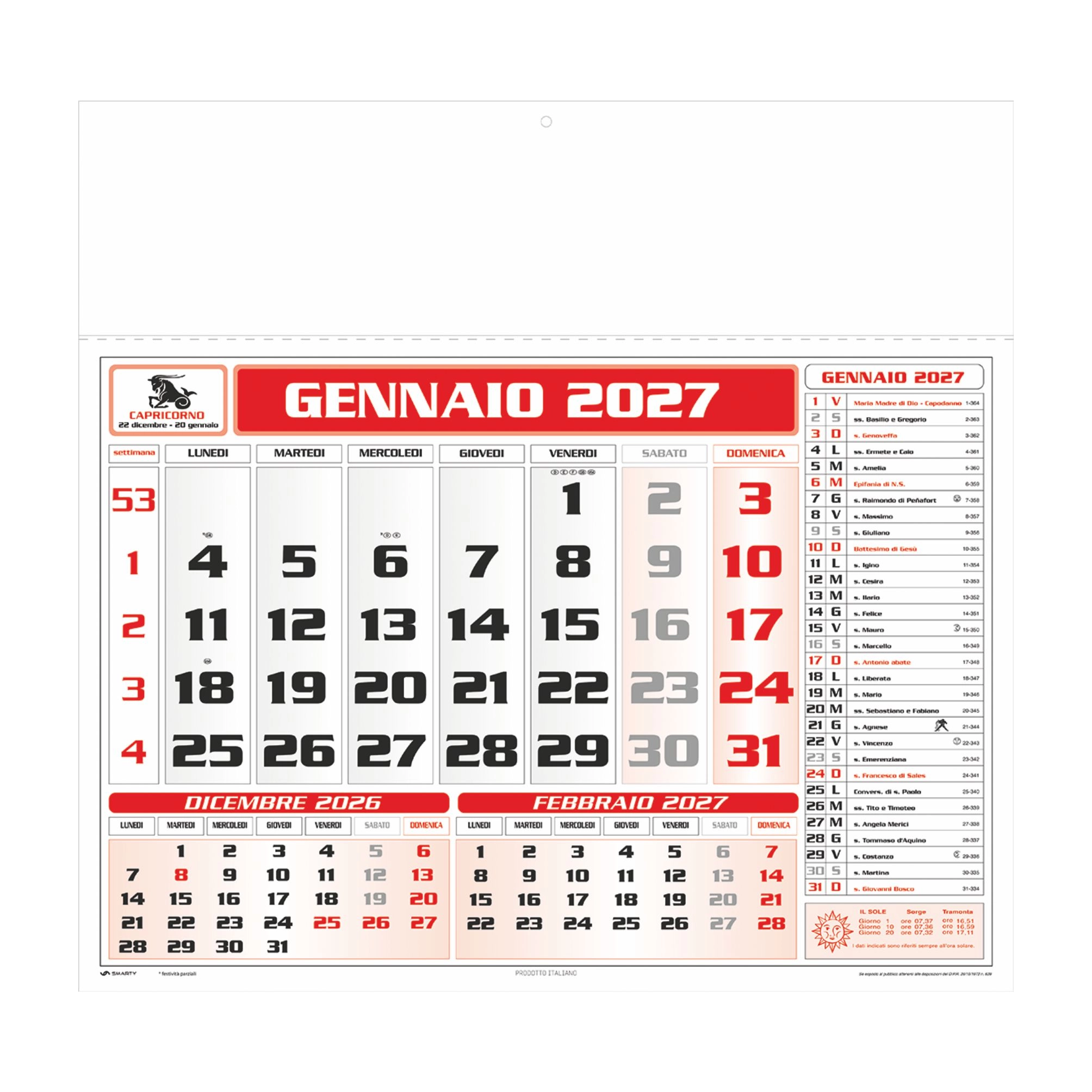 Immagine E004 - CALENDARIO AMERICANO