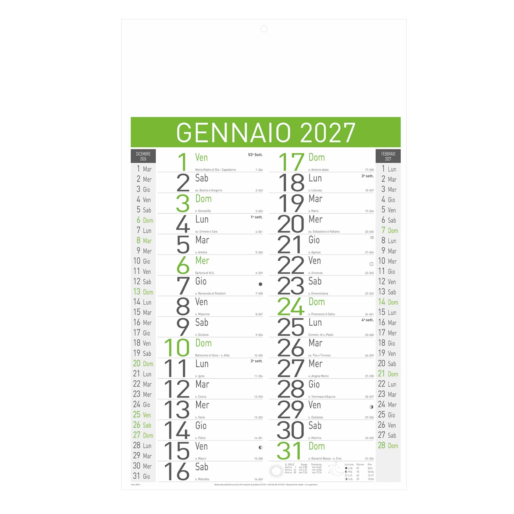 Immagine B005 Light - Calendario Olandese Da Parete
