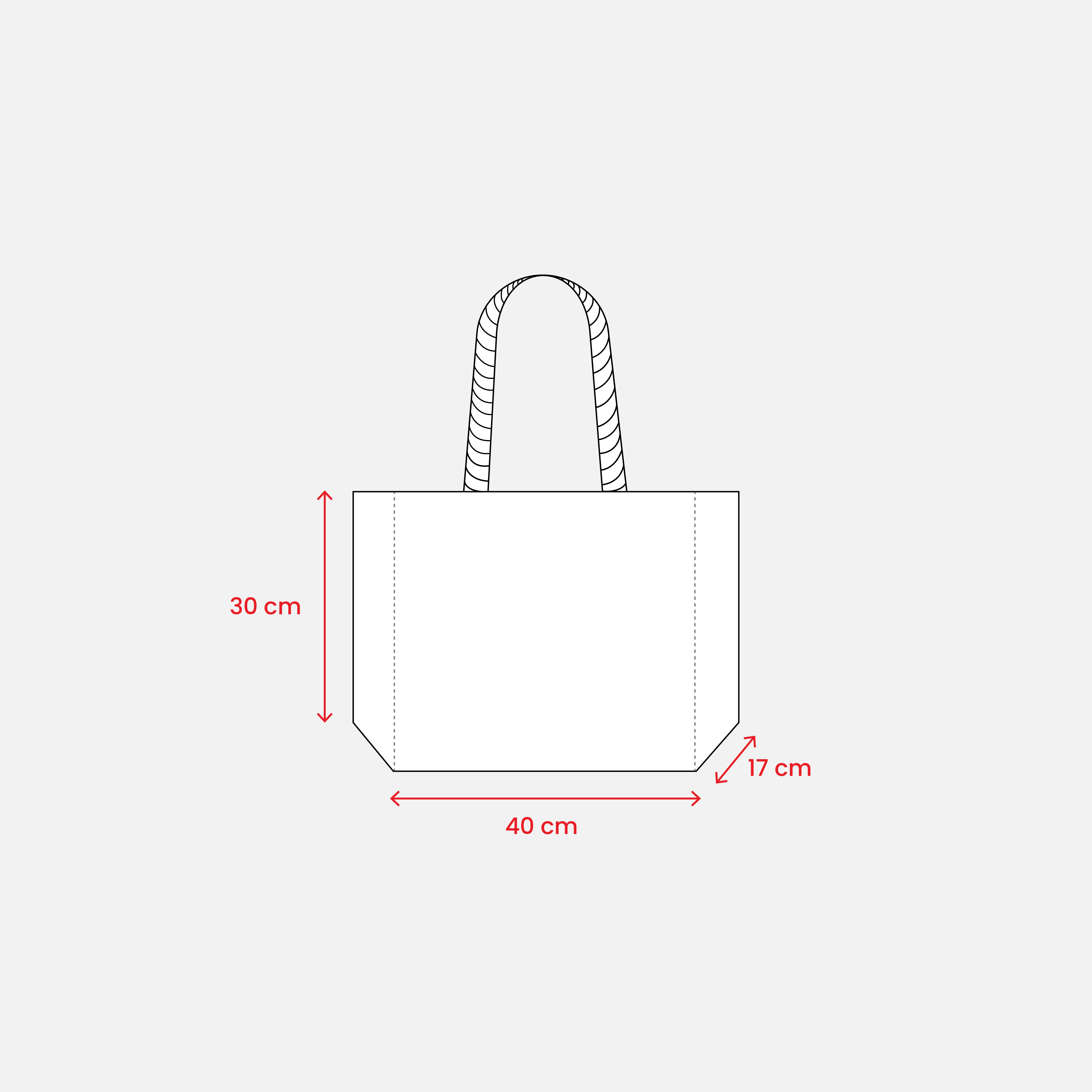 Immagine Borsa in juta con manici lunghi in corda e inserti colorati. Con soffietto