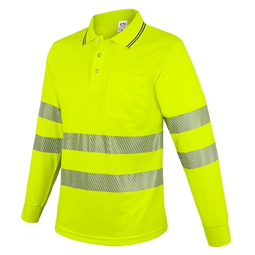 Immagine POLO A MANICHE LUNGHE CON TASCHINO E BANDE RIFLETTENTI “QVO”