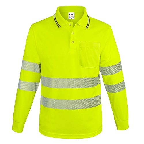 Immagine POLO A MANICHE LUNGHE CON TASCHINO E BANDE RIFLETTENTI “QVO”