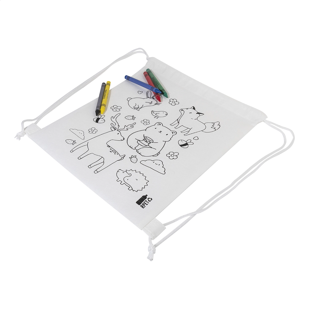 Immagine Zocolo Borsa con cordoncino da colorare RPET, animali