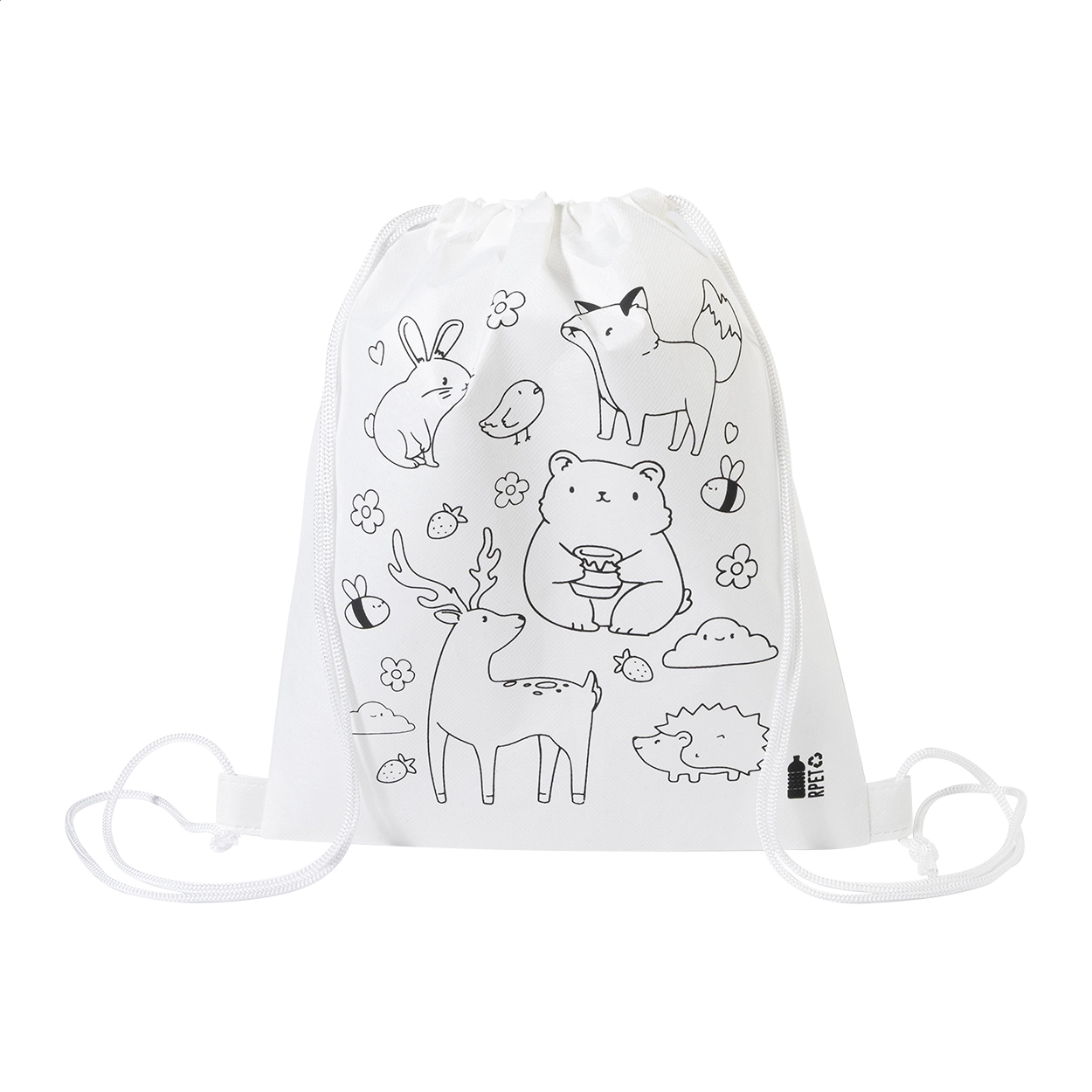 Immagine Zocolo Borsa con cordoncino da colorare RPET, animali