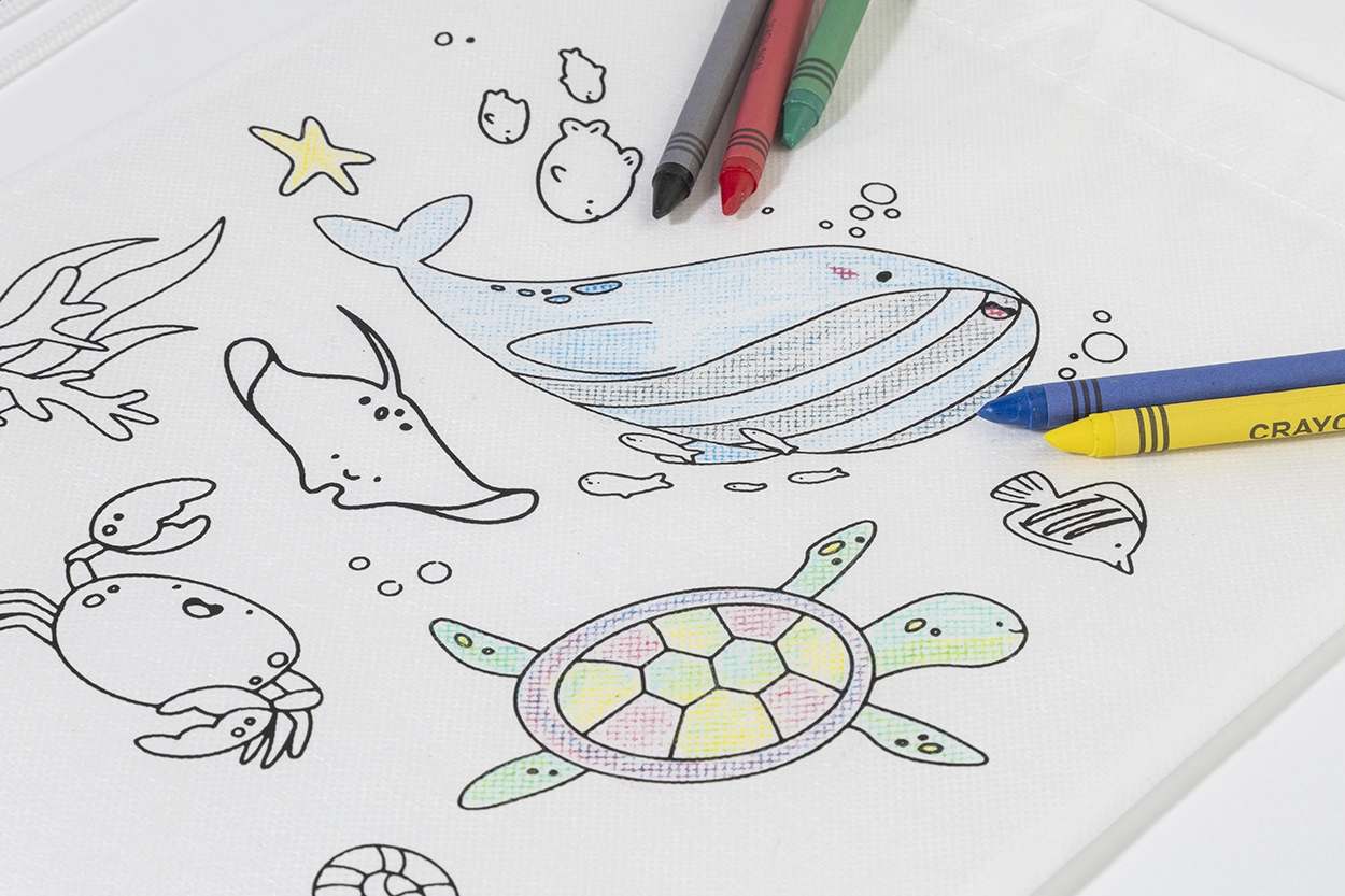 Immagine Zocolo Borsa con cordoncino da colorare RPET, animali