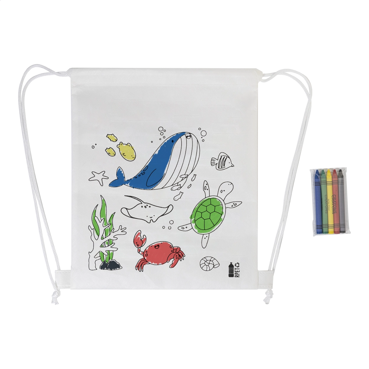 Immagine Zocolo Borsa con cordoncino da colorare RPET, animali