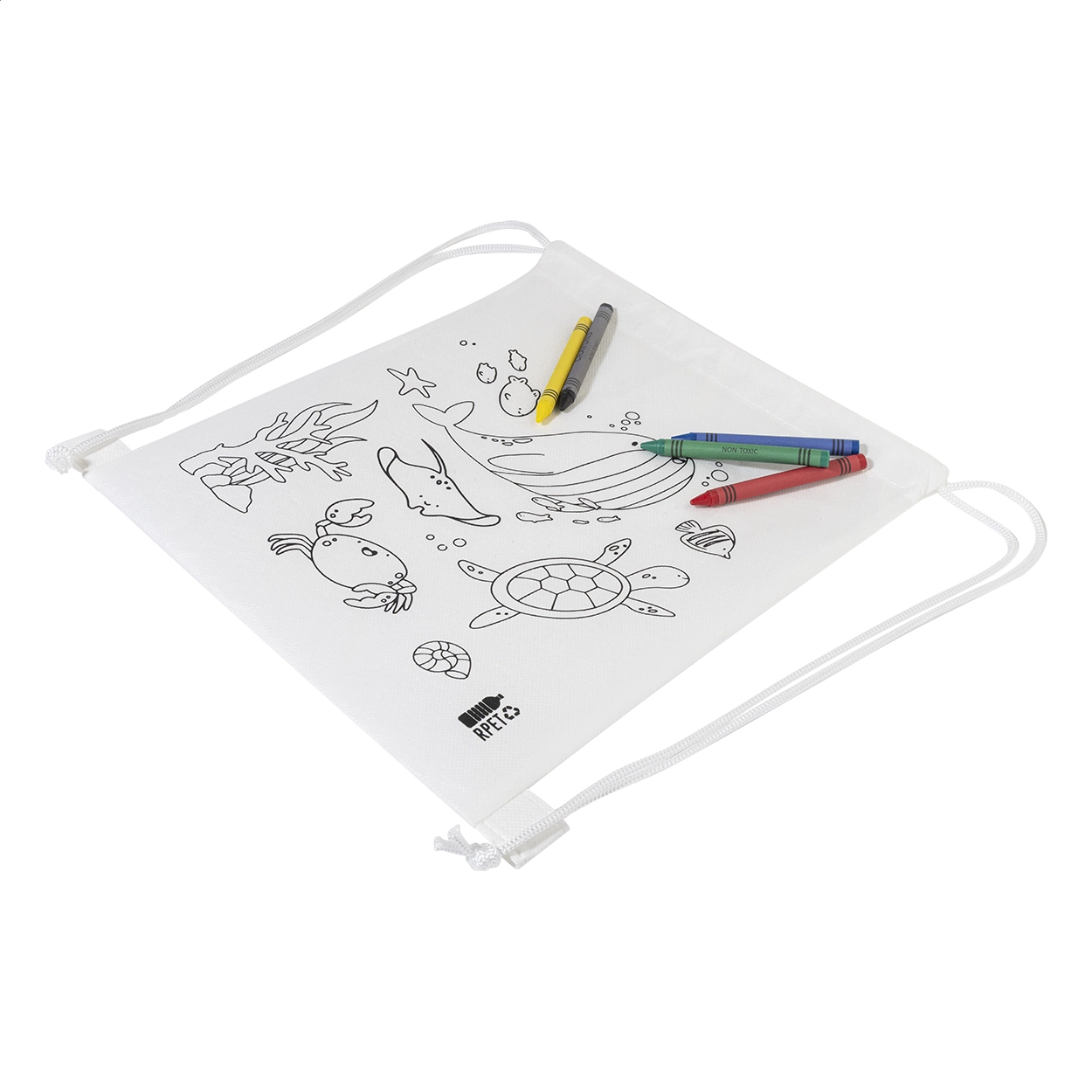 Immagine Zocolo Borsa con cordoncino da colorare RPET, animali