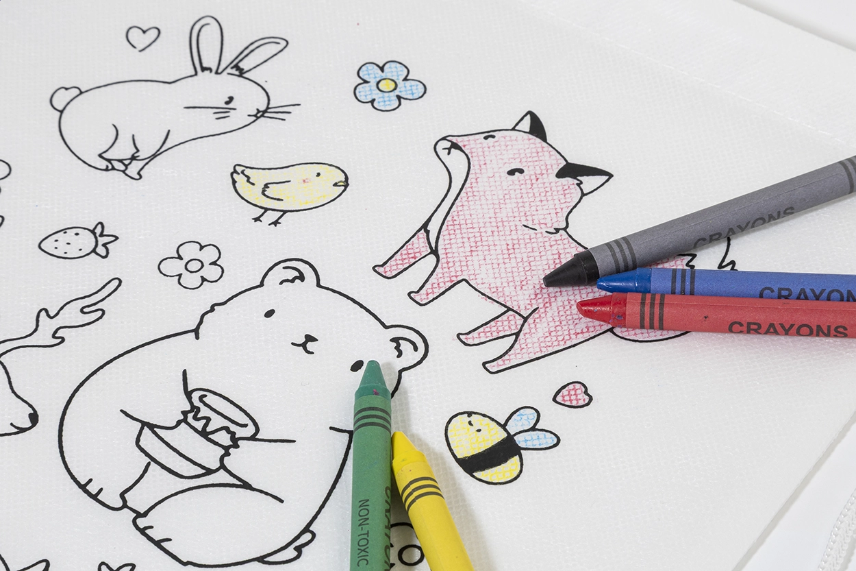 Immagine Zocolo Borsa con cordoncino da colorare RPET, animali