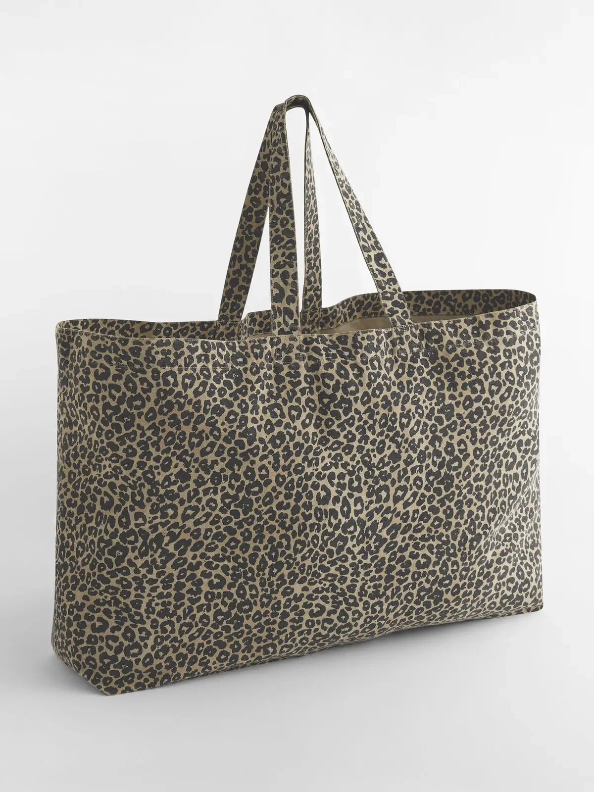 Immagine Borsa tote oversize in tela con stampa leopardata
