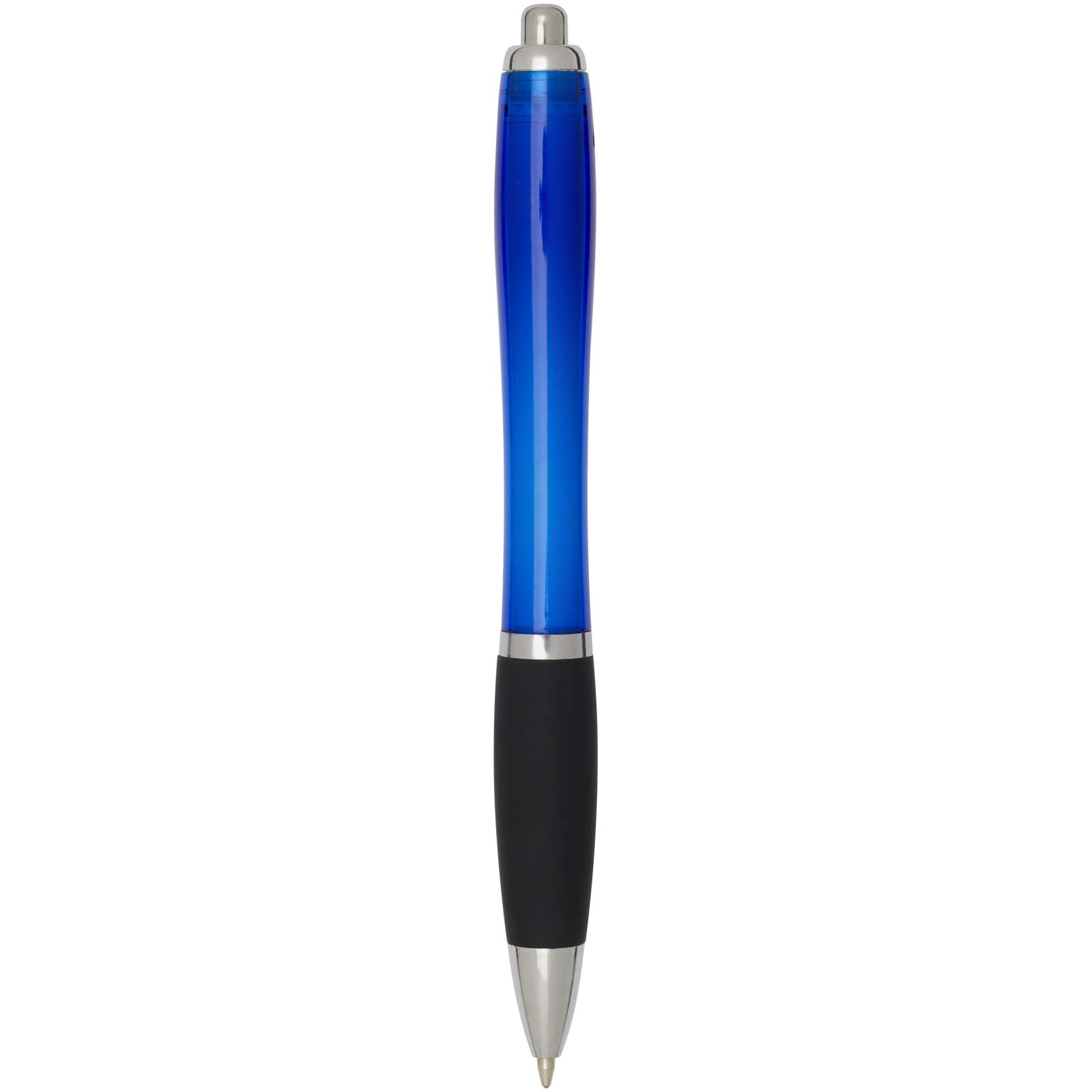 Immagine Penna a sfera in plastica riciclata certificata RCS con fusto colorato e impugnatura di colore nero (inchiostro nero) Nash