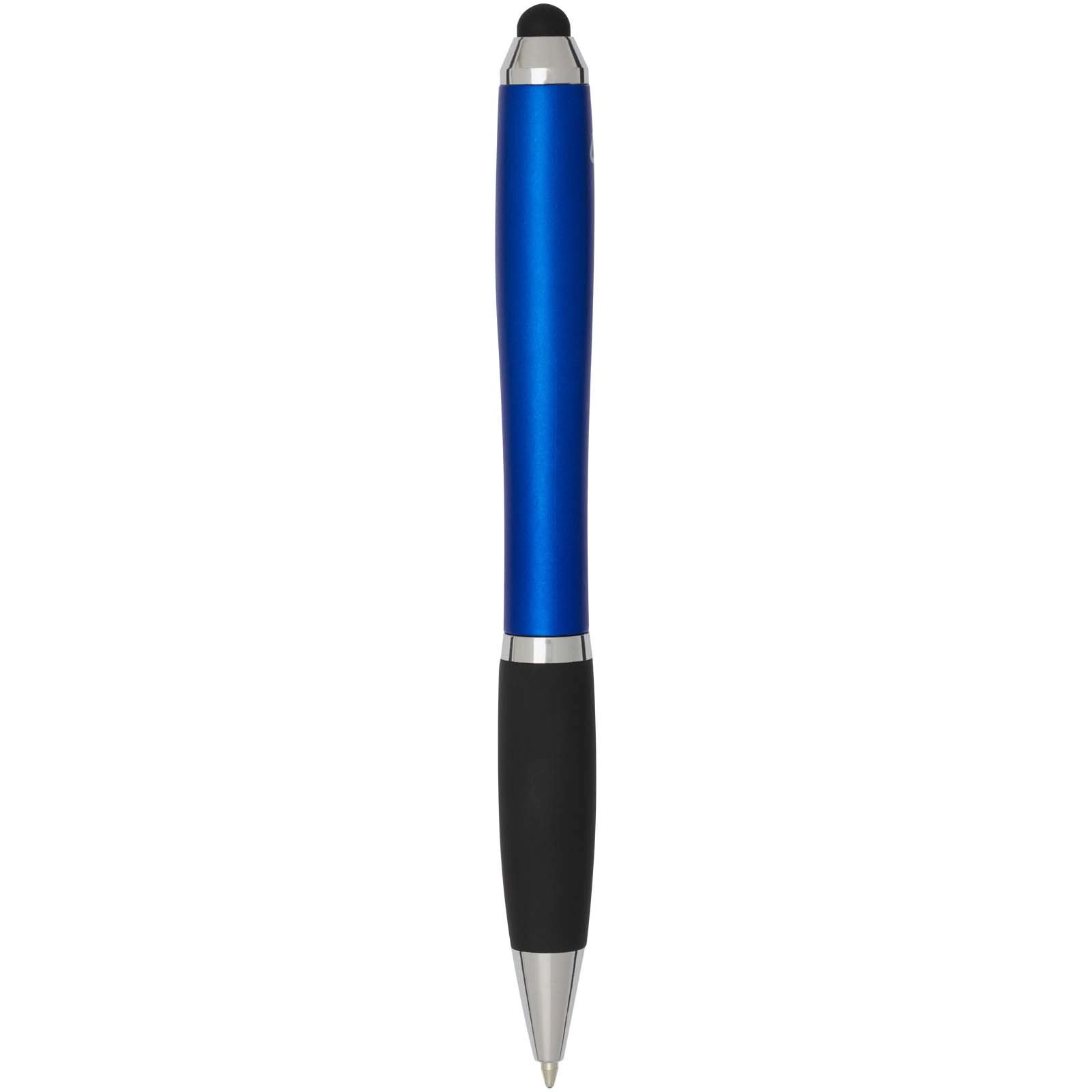 Immagine Penna a sfera con pennino in plastica riciclata RCS con fusto colorato e impugnatura di colore nero (inchiostro nero) Nash