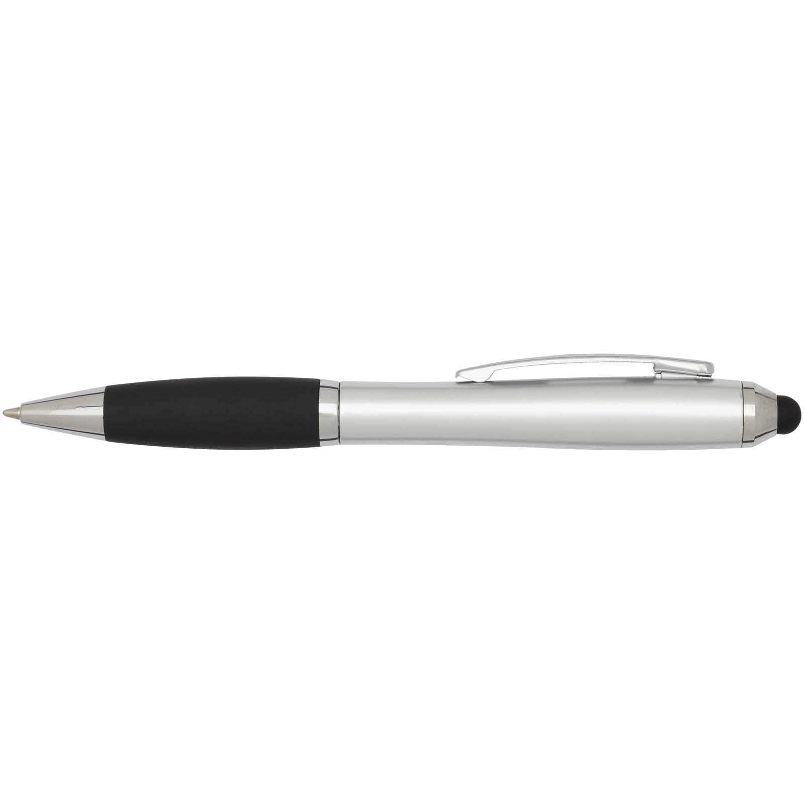 Immagine Penna a sfera con pennino in plastica riciclata RCS con fusto colorato e impugnatura di colore nero (inchiostro nero) Nash